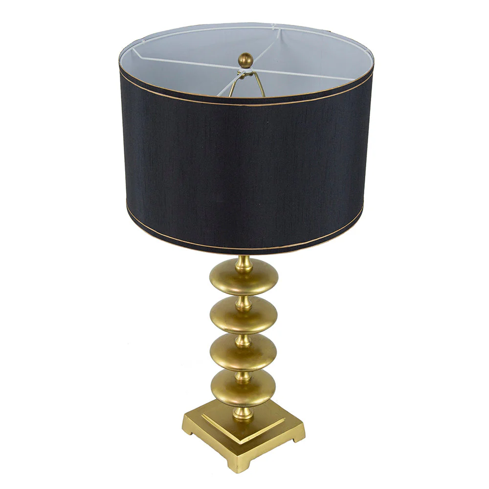 16x16x29.8 Gold and Black Table Lamp with Contemporary Disc Design - Image 3