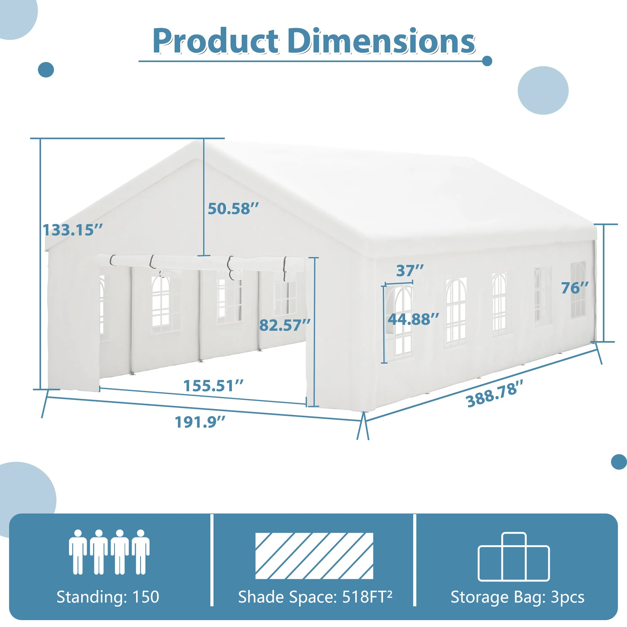 16x32FT Party Tent Heavy Duty Large Wedding Event Shelters - Image 2