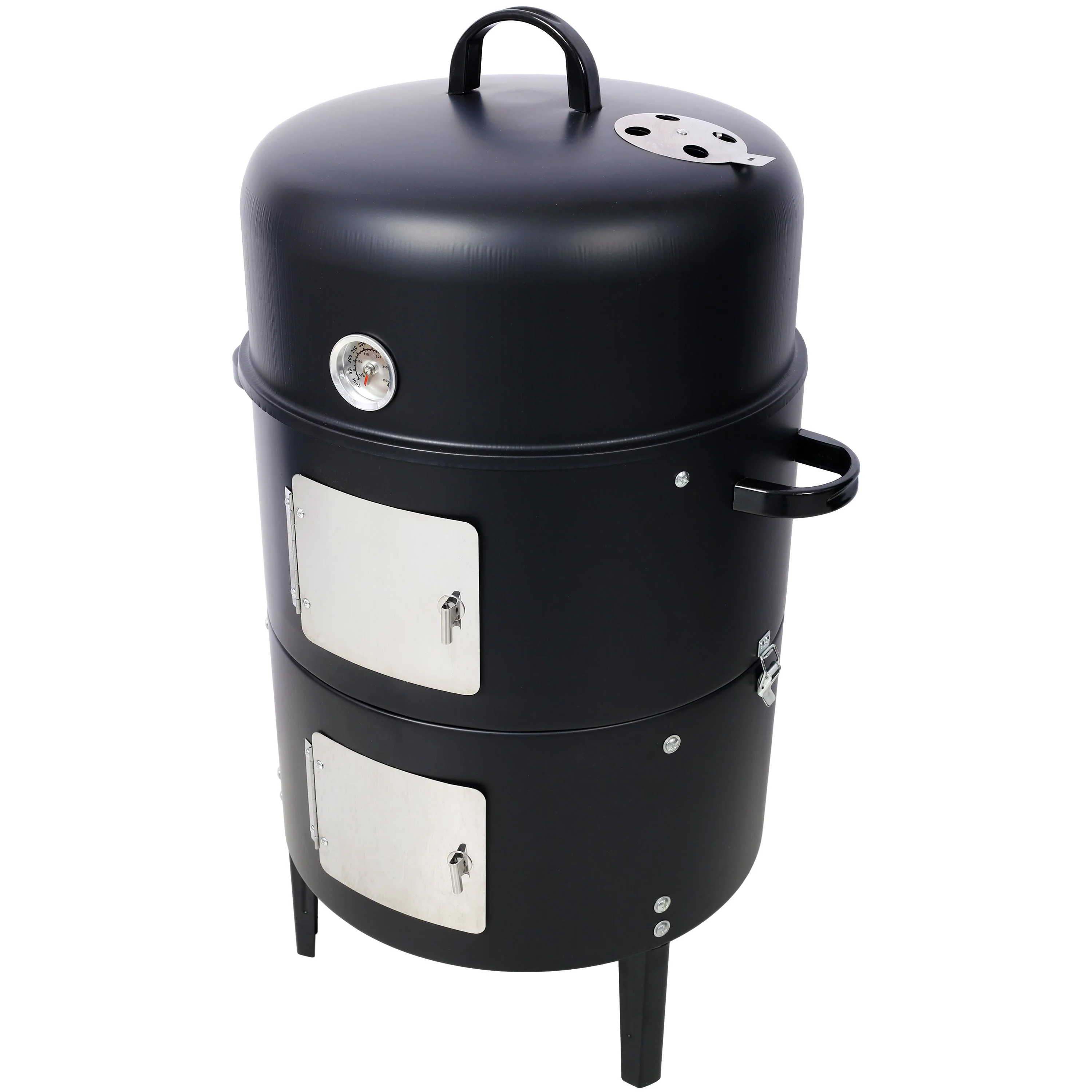 17 Inch Steel Charcoal Smoker Heavy Duty Round BBQ Grill Black - Image 4