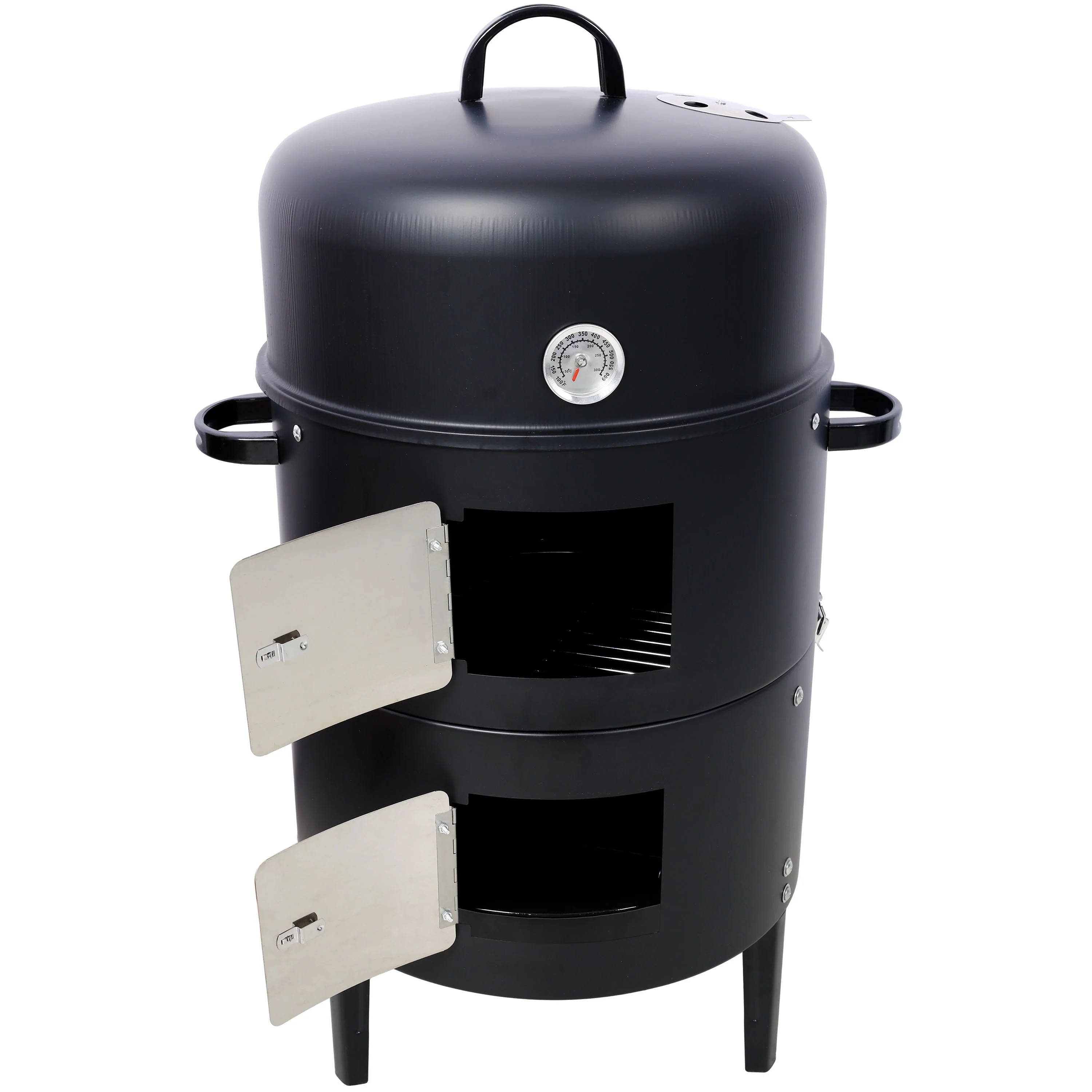 17 Inch Steel Charcoal Smoker Heavy Duty Round BBQ Grill Black - Image 5
