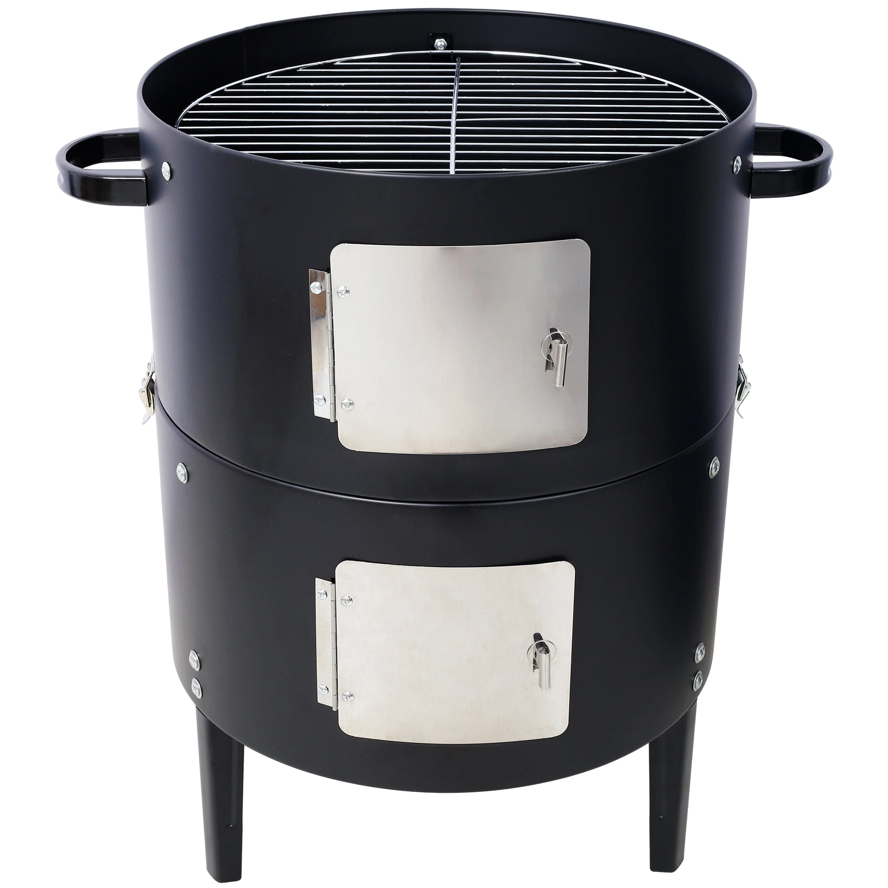 17 Inch Steel Charcoal Smoker Heavy Duty Round BBQ Grill Black - Image 7