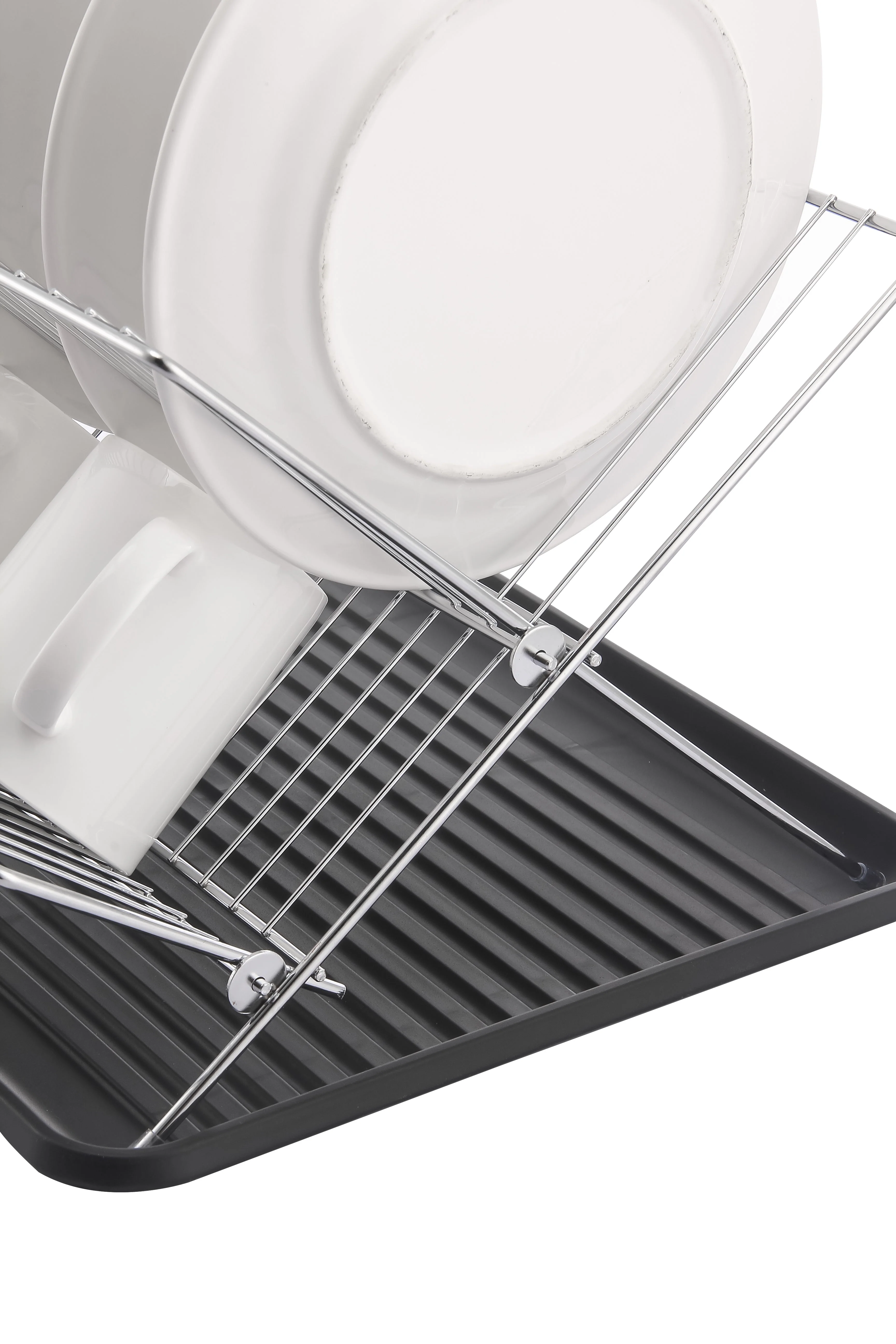 17 Inch X Shaped Stainless Steel 2-Tier Dish Rack for Kitchen Counter - Image 11