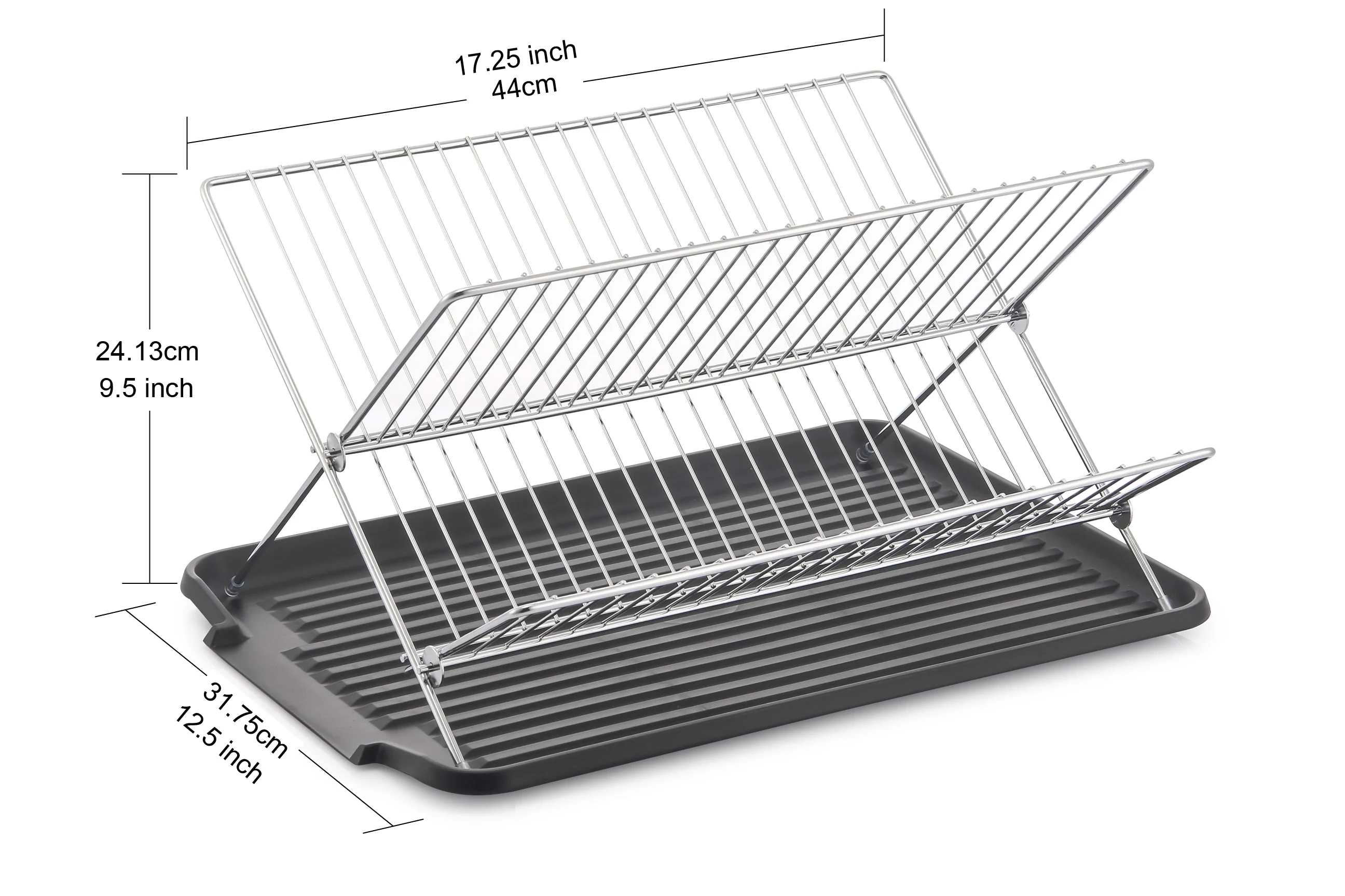 17 Inch X Shaped Stainless Steel 2-Tier Dish Rack for Kitchen Counter - Image 12