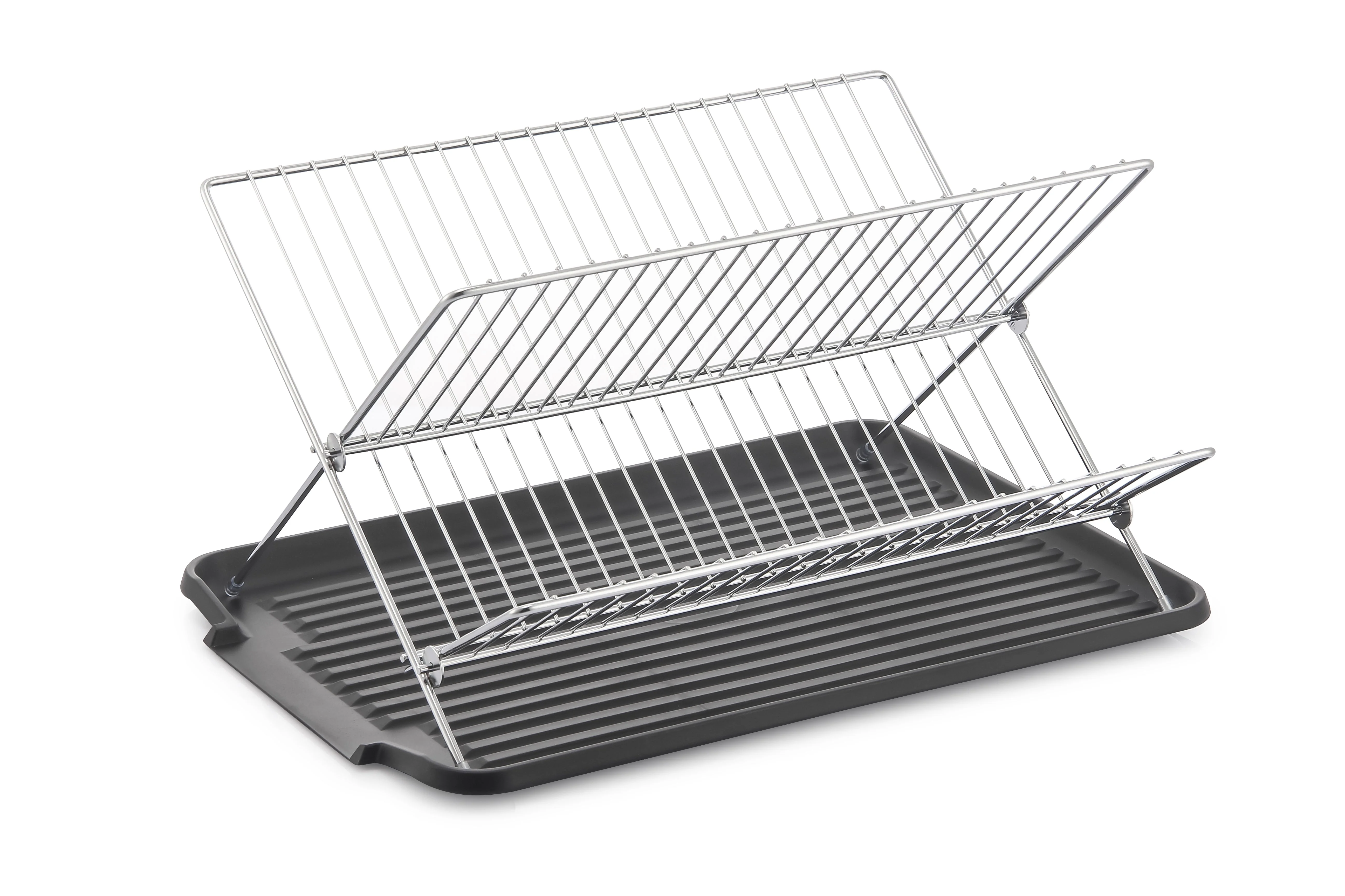17 Inch X Shaped Stainless Steel 2-Tier Dish Rack for Kitchen Counter - Image 13
