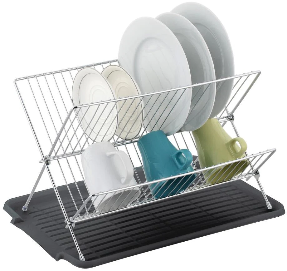 17 Inch X Shaped Stainless Steel 2-Tier Dish Rack for Kitchen Counter - Image 14