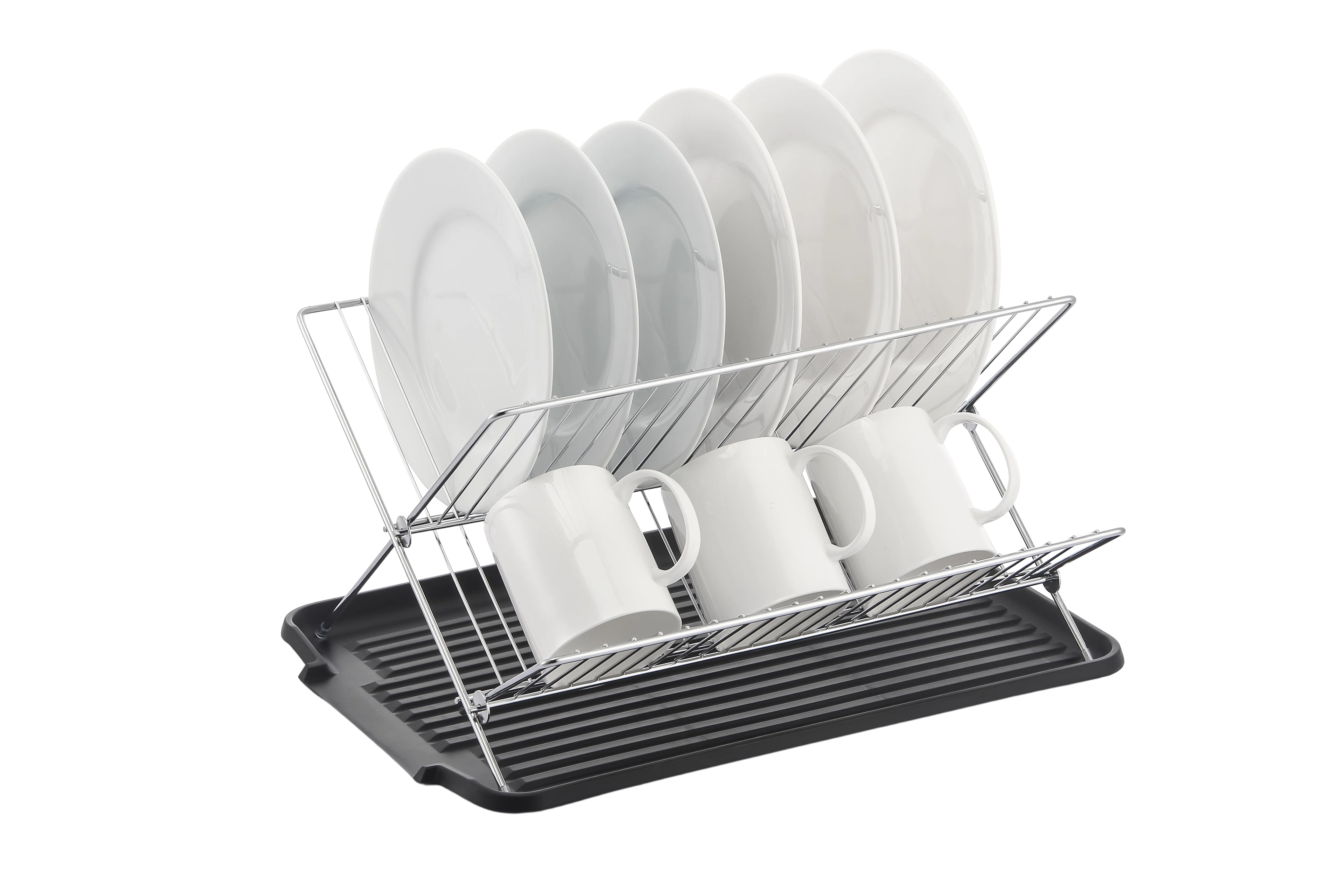 17 Inch X Shaped Stainless Steel 2-Tier Dish Rack for Kitchen Counter - Image 15