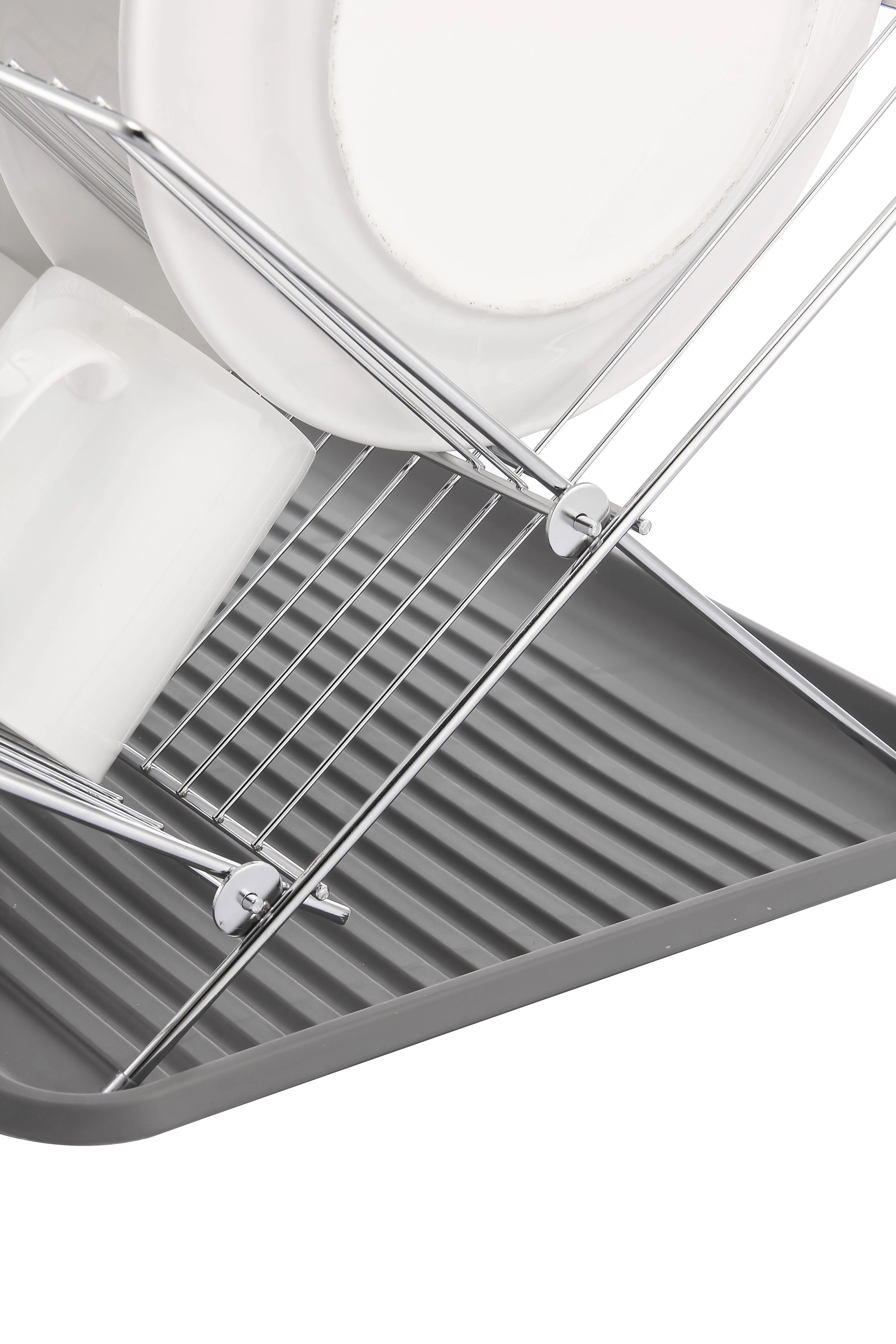 17 Inch X Shaped Stainless Steel 2-Tier Dish Rack for Kitchen Counter - Image 18