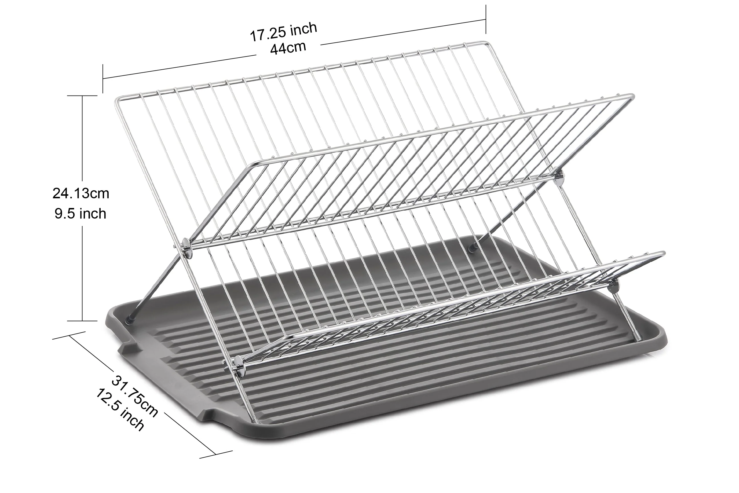17 Inch X Shaped Stainless Steel 2-Tier Dish Rack for Kitchen Counter - Image 20