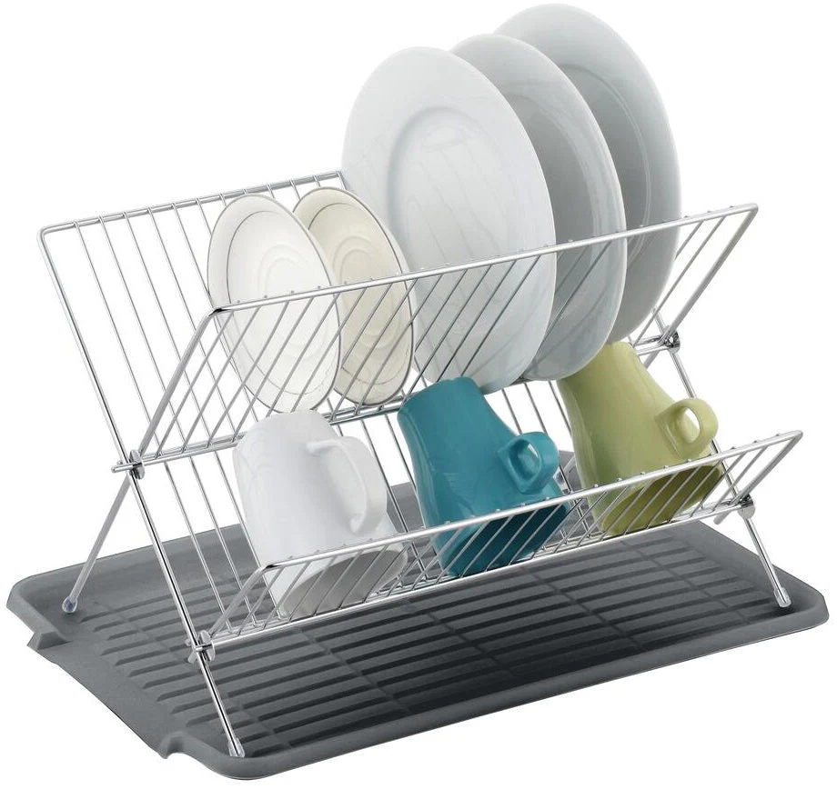 17 Inch X Shaped Stainless Steel 2-Tier Dish Rack for Kitchen Counter - Image 22