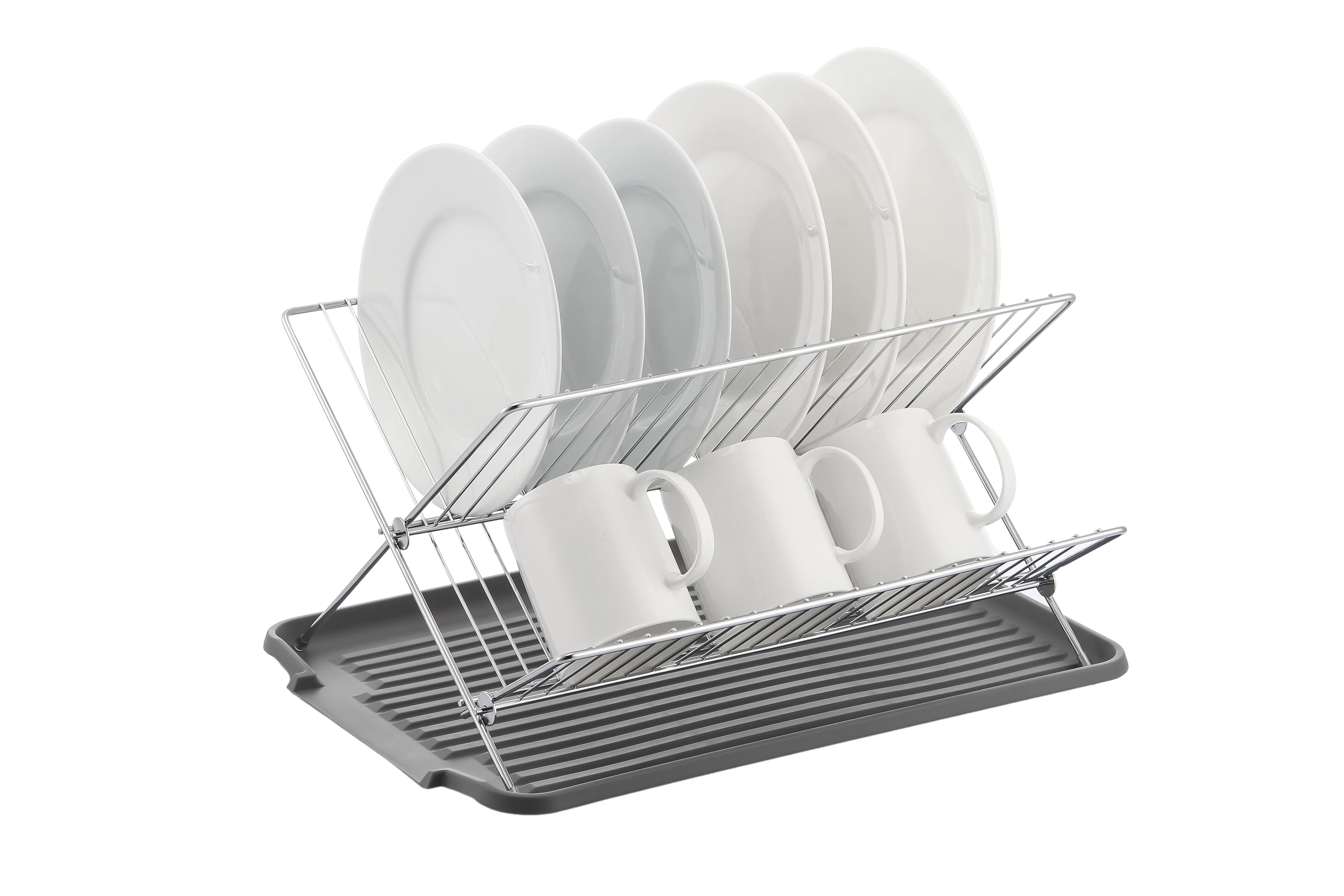 17 Inch X Shaped Stainless Steel 2-Tier Dish Rack for Kitchen Counter - Image 23
