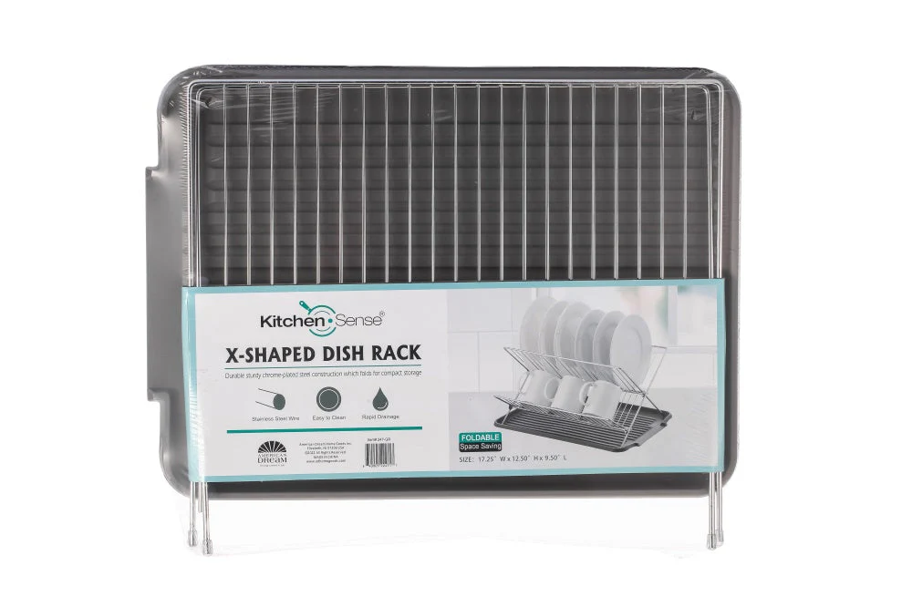 17 Inch X Shaped Stainless Steel 2-Tier Dish Rack for Kitchen Counter - Image 24