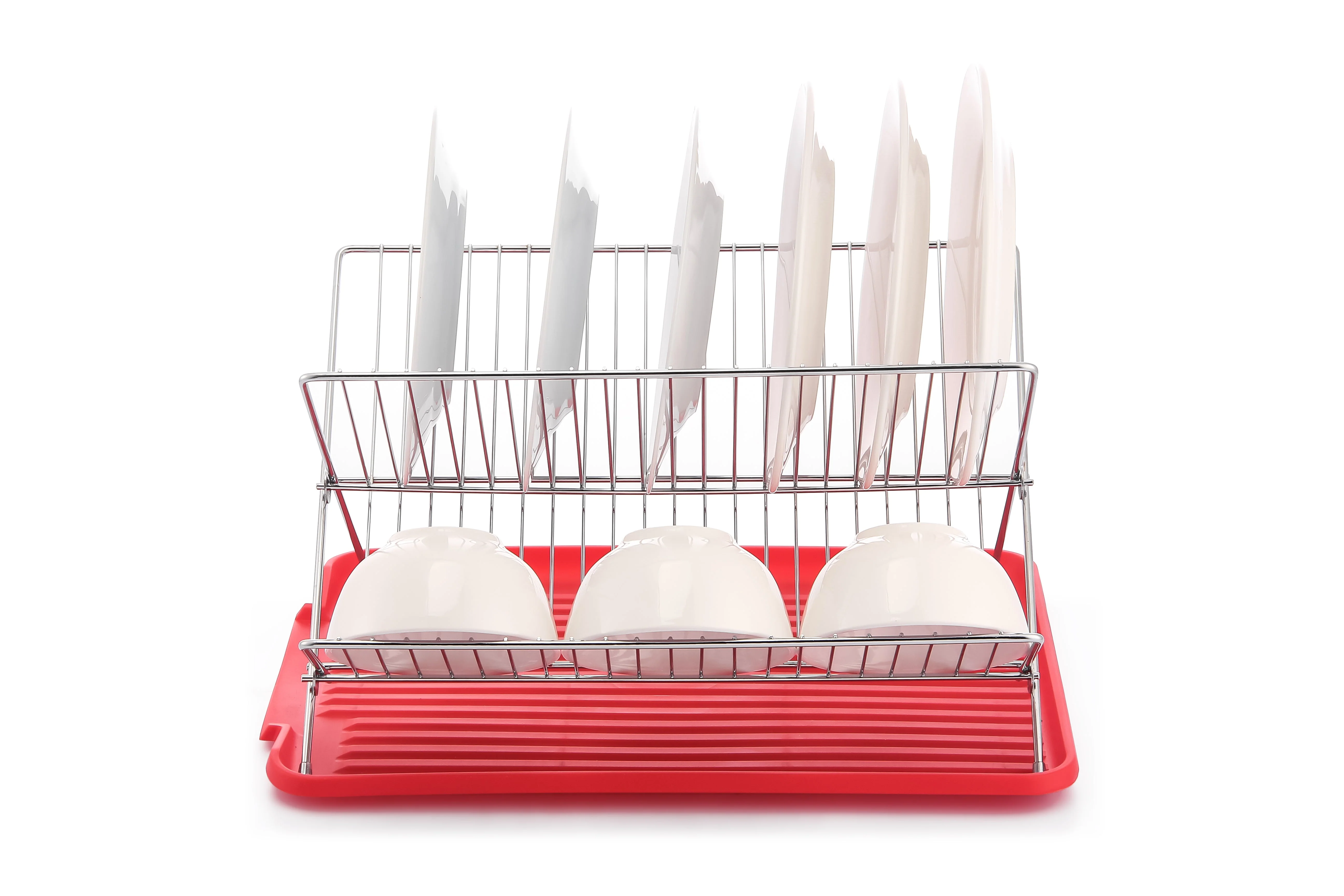17 Inch X Shaped Stainless Steel 2-Tier Dish Rack for Kitchen Counter - Image 25