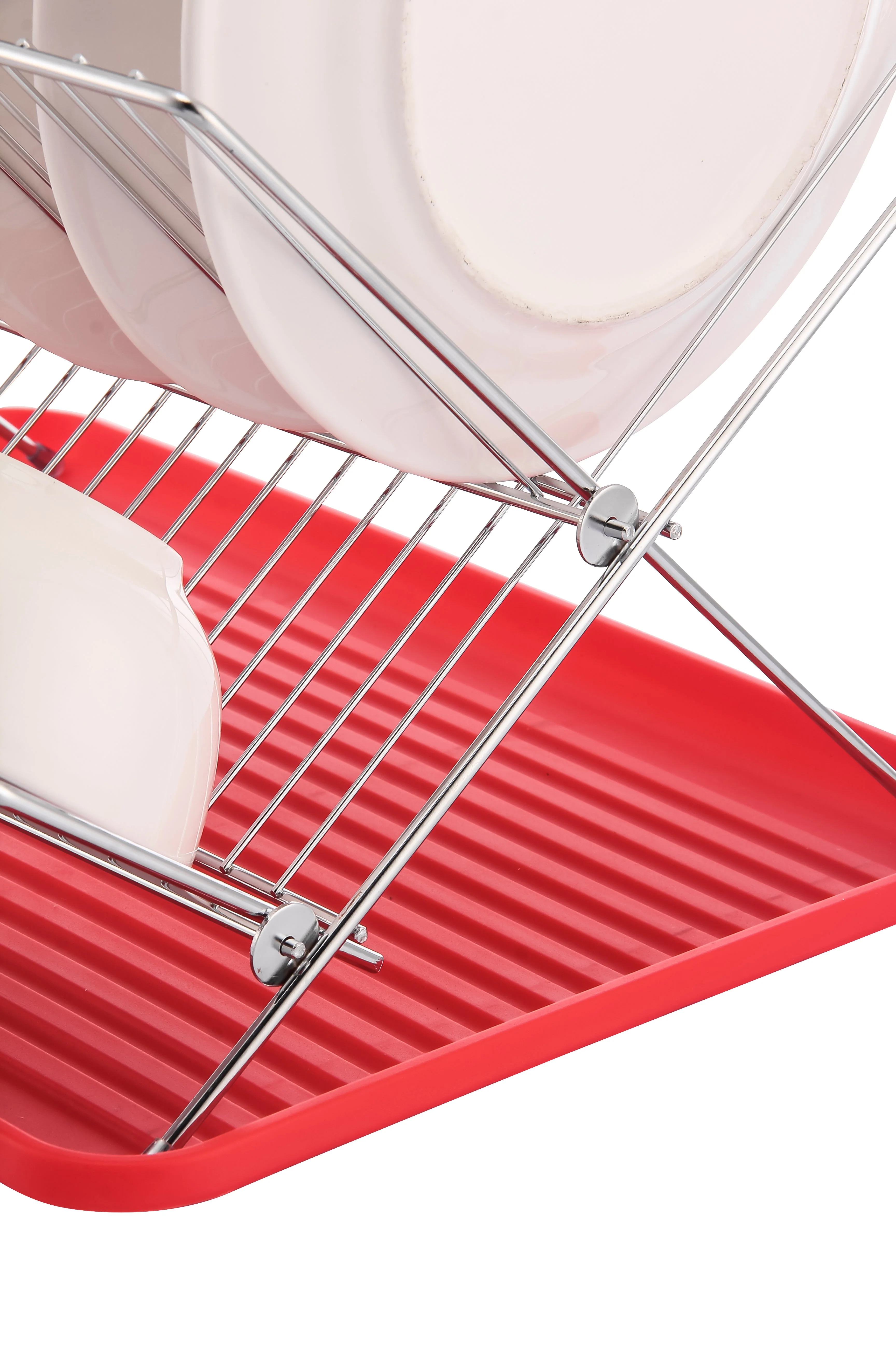 17 Inch X Shaped Stainless Steel 2-Tier Dish Rack for Kitchen Counter - Image 26