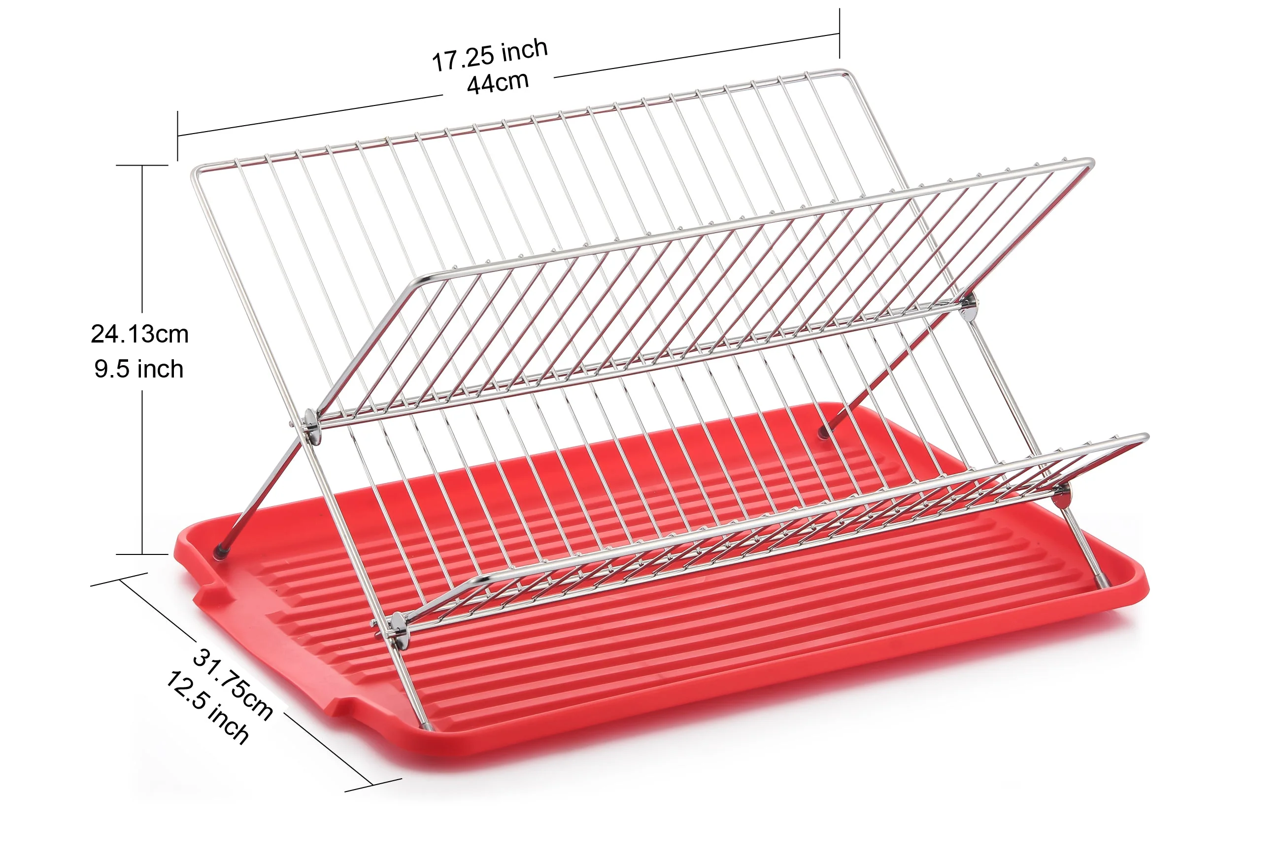 17 Inch X Shaped Stainless Steel 2-Tier Dish Rack for Kitchen Counter - Image 28