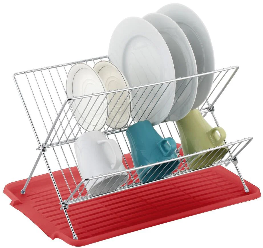17 Inch X Shaped Stainless Steel 2-Tier Dish Rack for Kitchen Counter - Image 30
