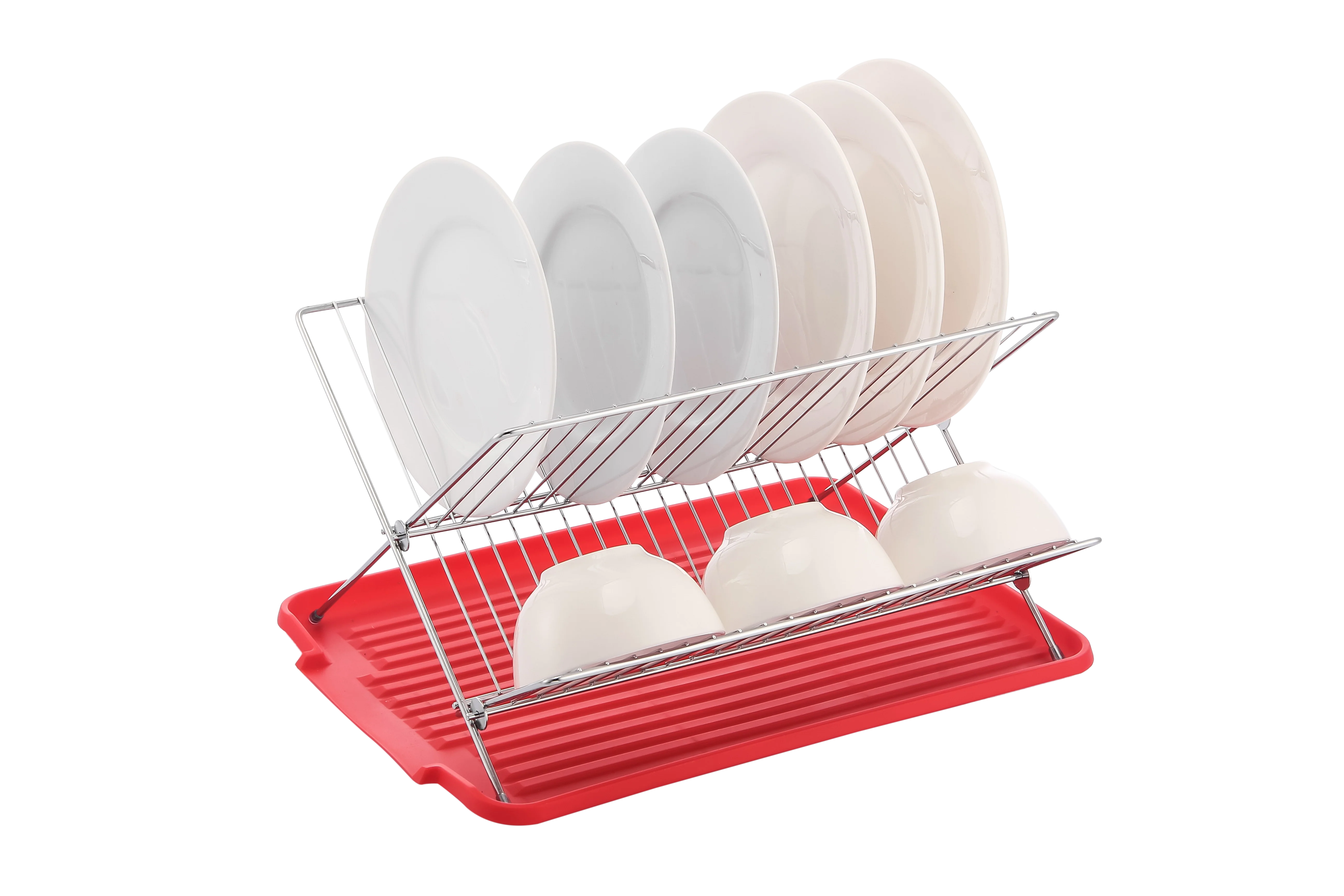 17 Inch X Shaped Stainless Steel 2-Tier Dish Rack for Kitchen Counter - Image 31