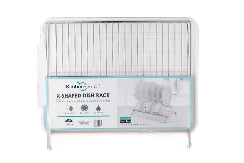 17 Inch X Shaped Stainless Steel 2-Tier Dish Rack for Kitchen Counter - Image 33