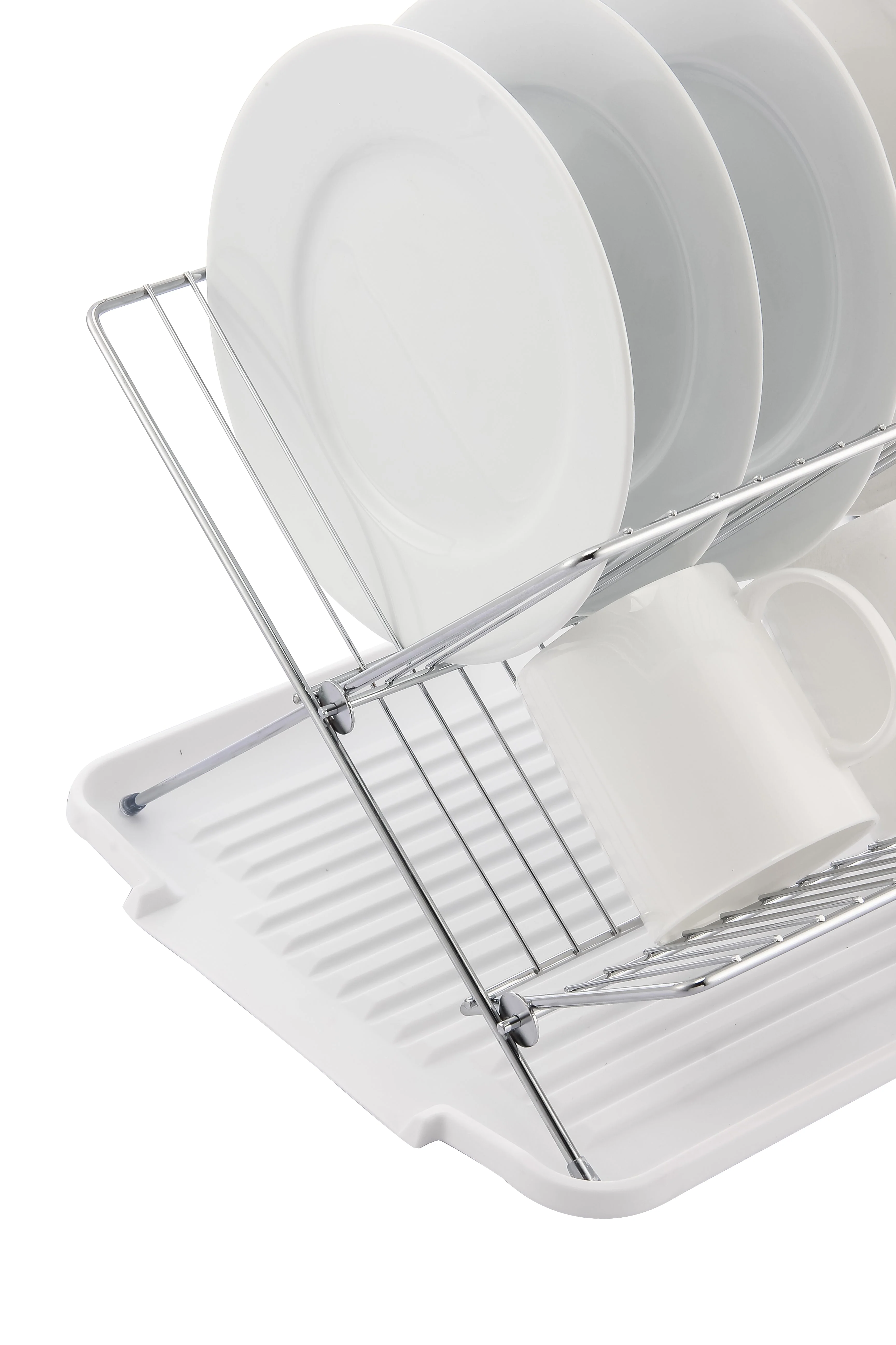 17 Inch X Shaped Stainless Steel 2-Tier Dish Rack for Kitchen Counter - Image 35