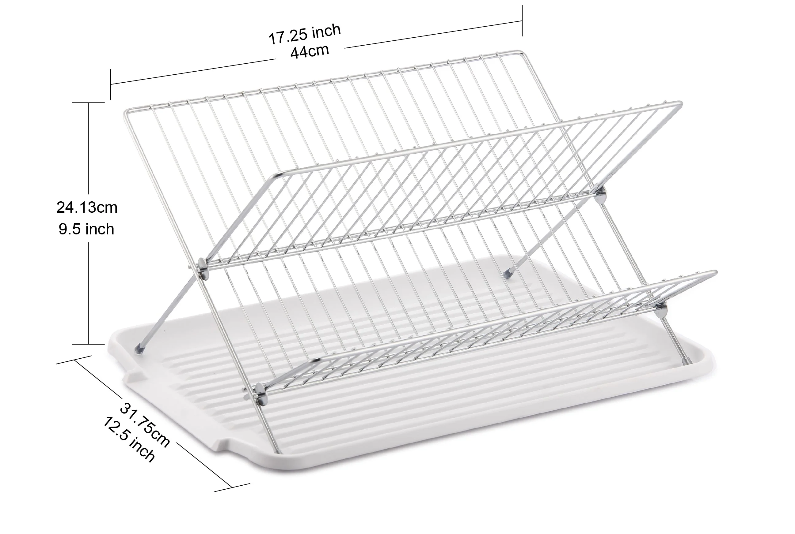 17 Inch X Shaped Stainless Steel 2-Tier Dish Rack for Kitchen Counter - Image 37