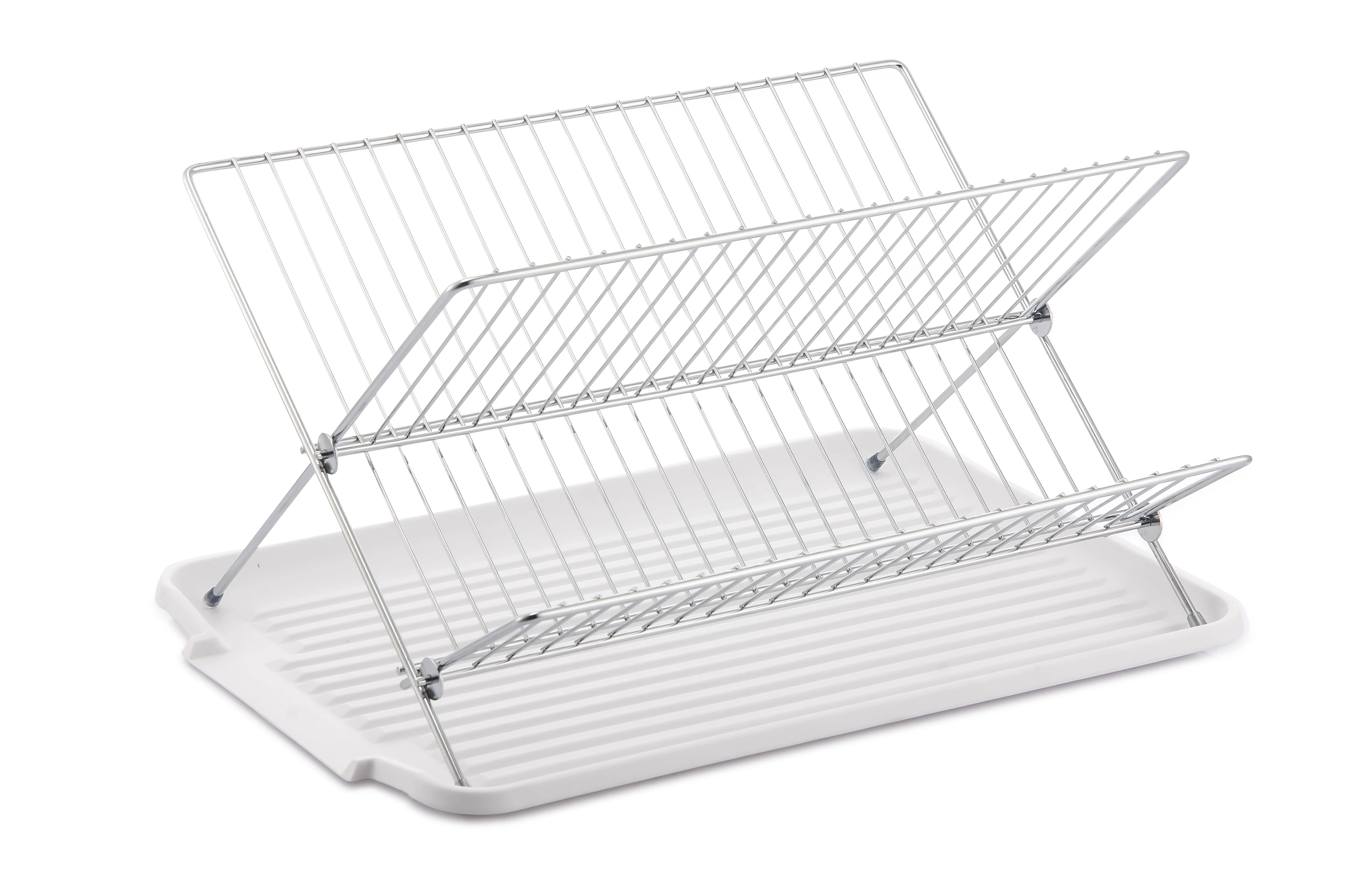 17 Inch X Shaped Stainless Steel 2-Tier Dish Rack for Kitchen Counter - Image 38