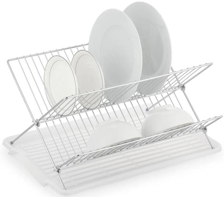 17 Inch X Shaped Stainless Steel 2-Tier Dish Rack for Kitchen Counter - Image 39