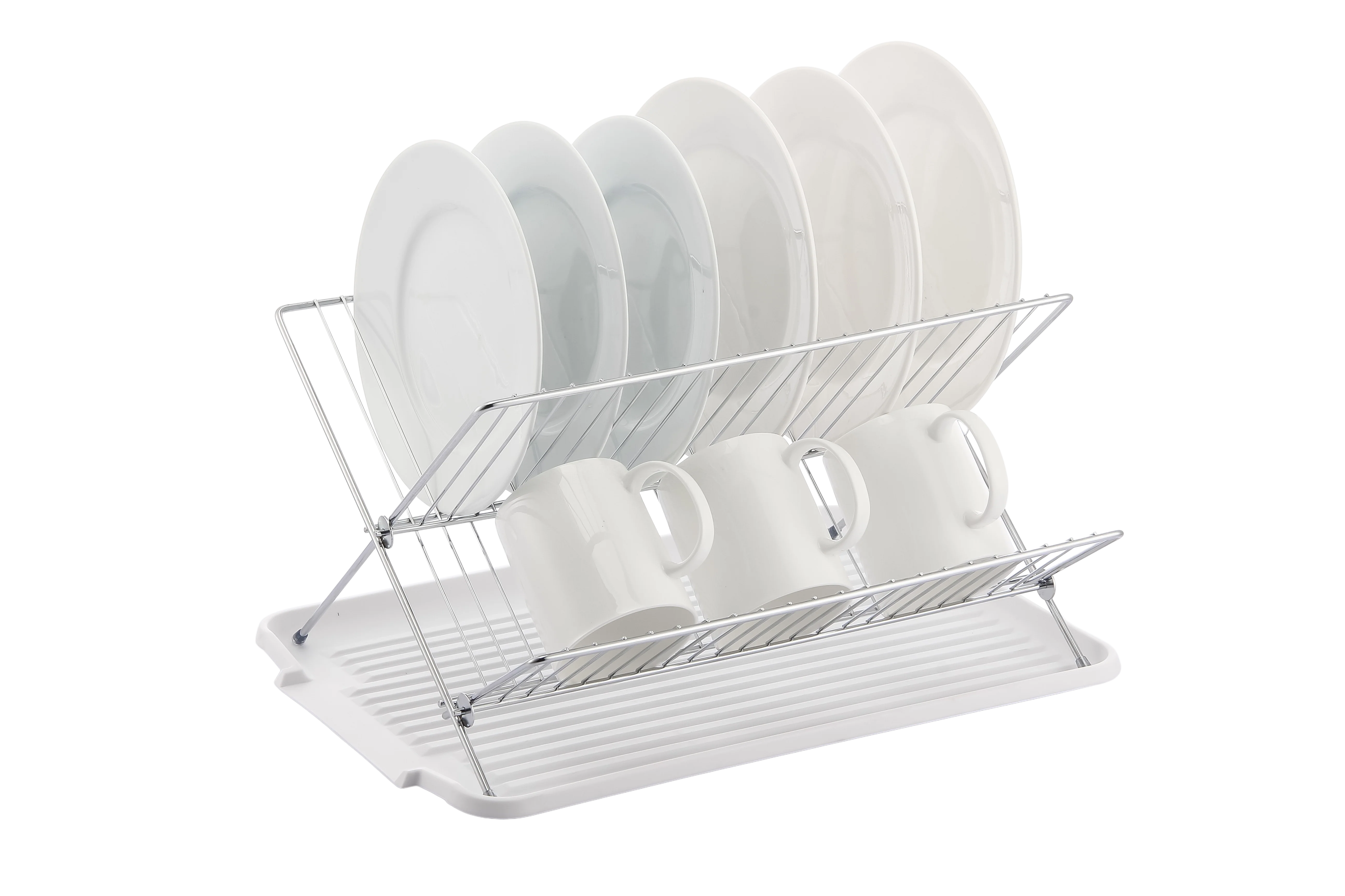 17 Inch X Shaped Stainless Steel 2-Tier Dish Rack for Kitchen Counter - Image 40