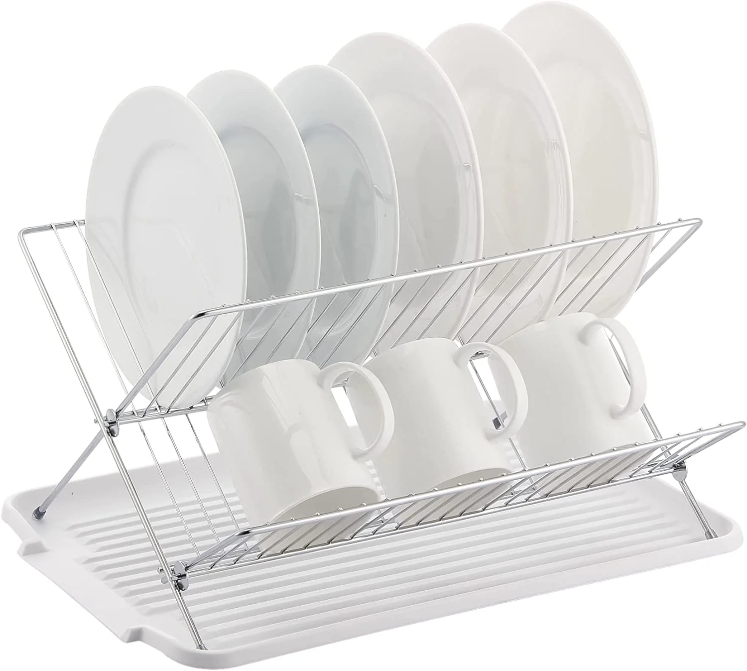 17 Inch X Shaped Stainless Steel 2-Tier Dish Rack for Kitchen Counter - Image 8