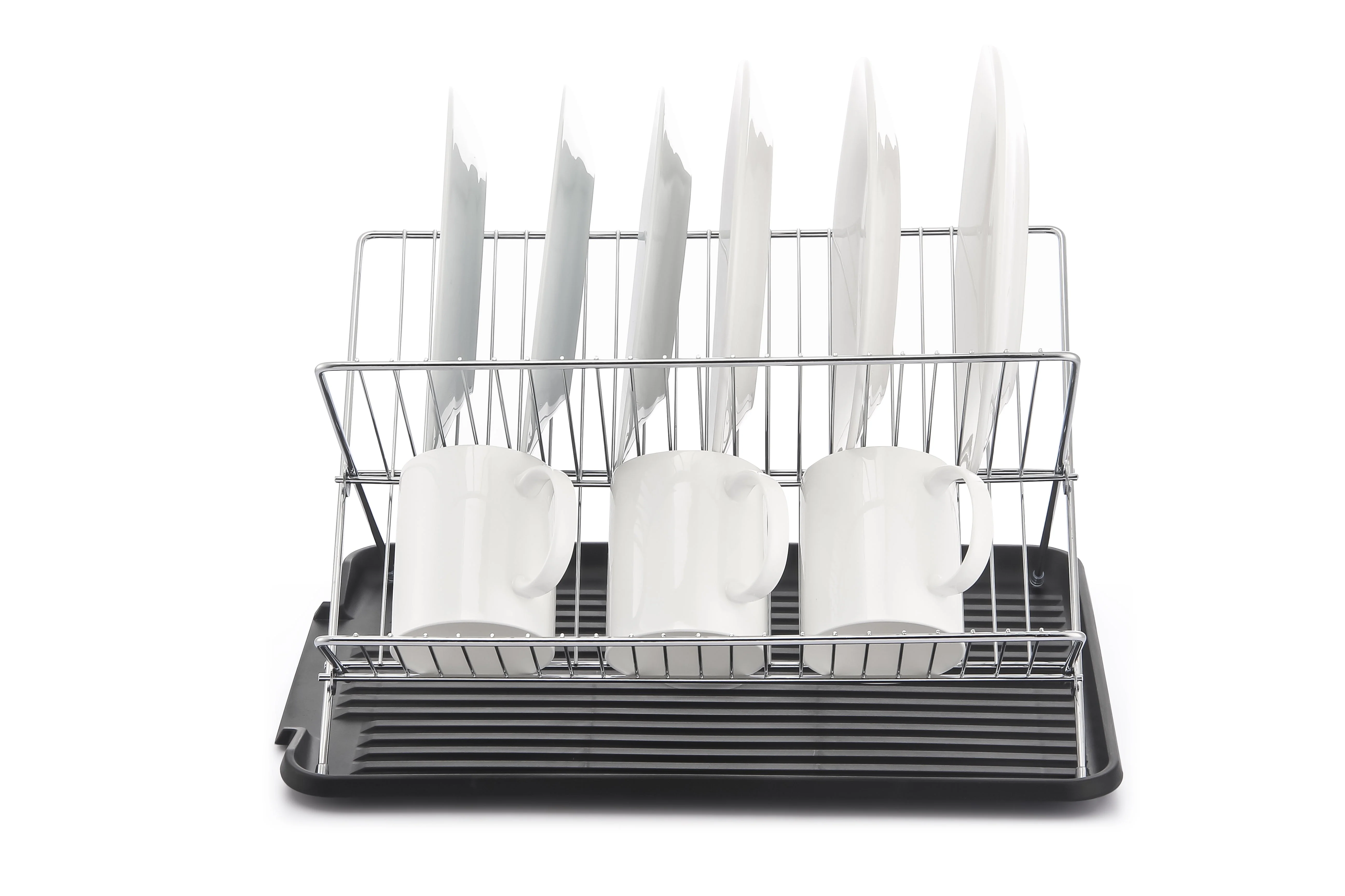 17 Inch X Shaped Stainless Steel 2-Tier Dish Rack for Kitchen Counter - Image 9