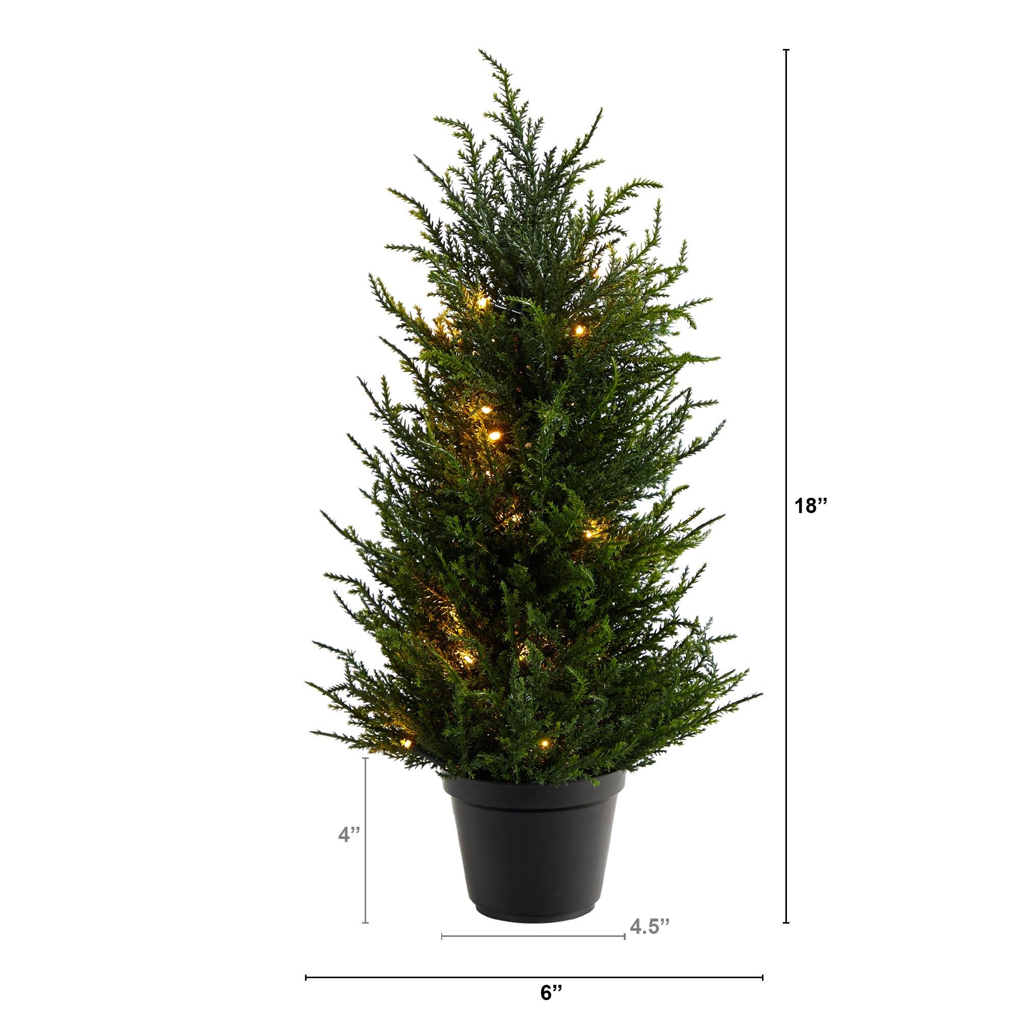 18” Cedar Artificial Tree with LED Lights UV Resistant (Indoor/Outdoor) - Image 2