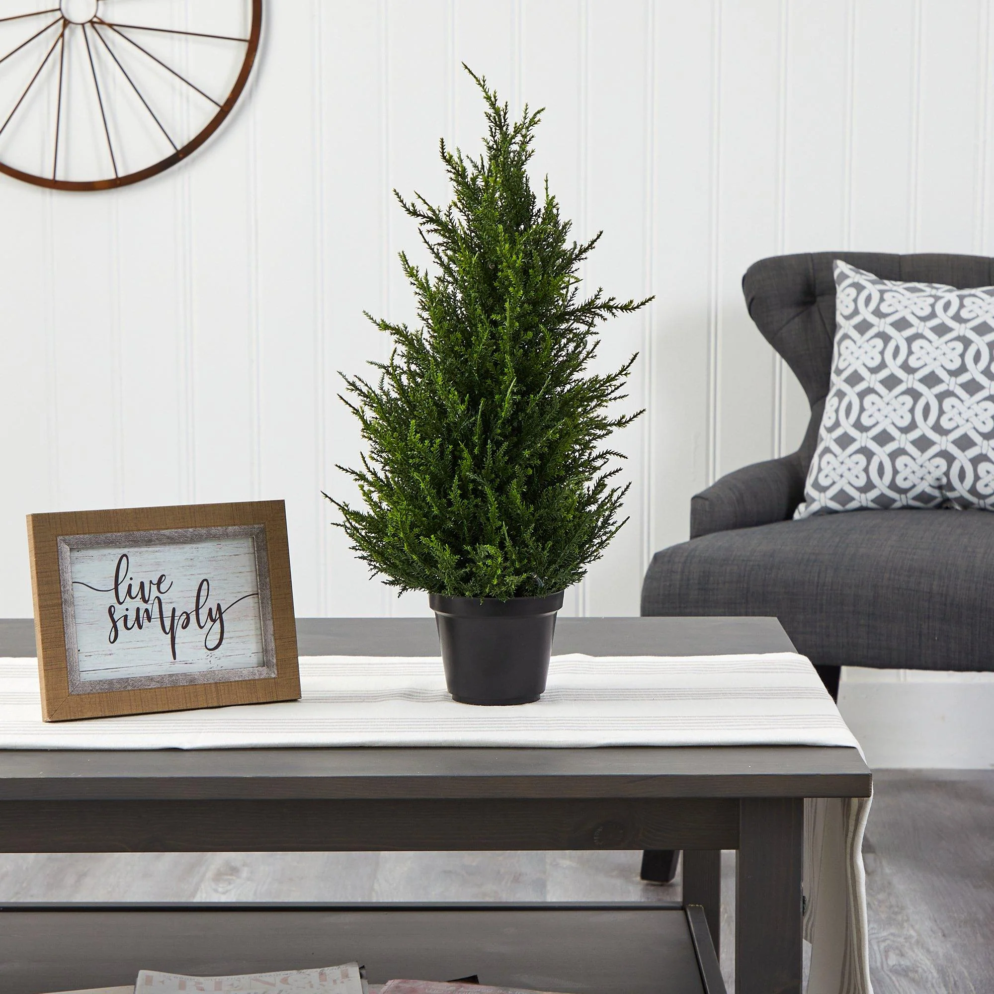 18” Cedar Artificial Tree with LED Lights UV Resistant (Indoor/Outdoor) - Image 5