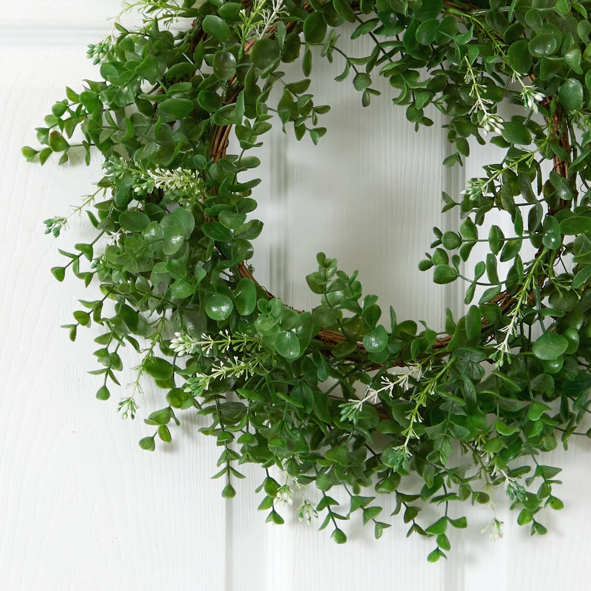 18” Eucalyptus Double Ring Wreath w/Twig Base - Image 2