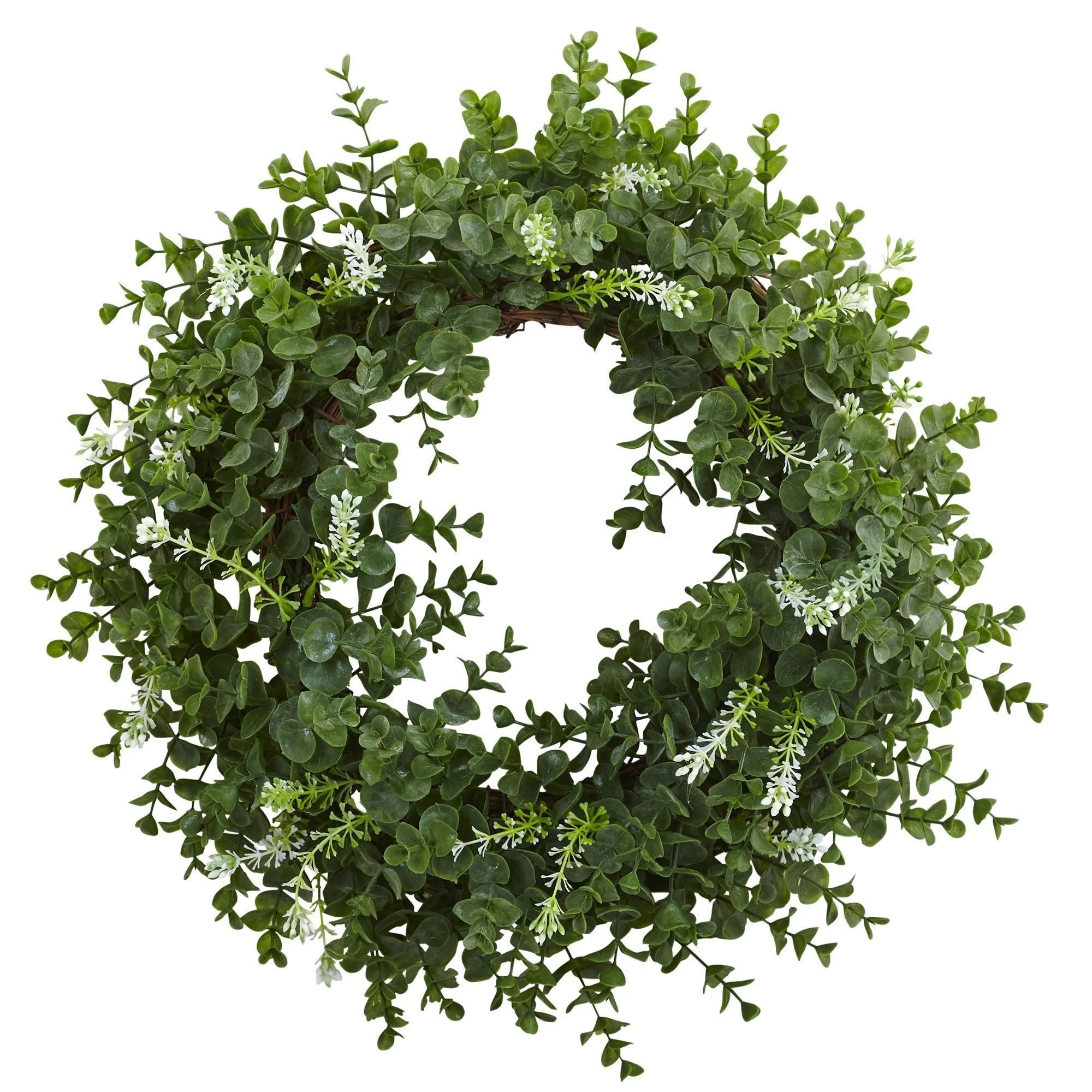 18” Eucalyptus Double Ring Wreath w/Twig Base - Image 3