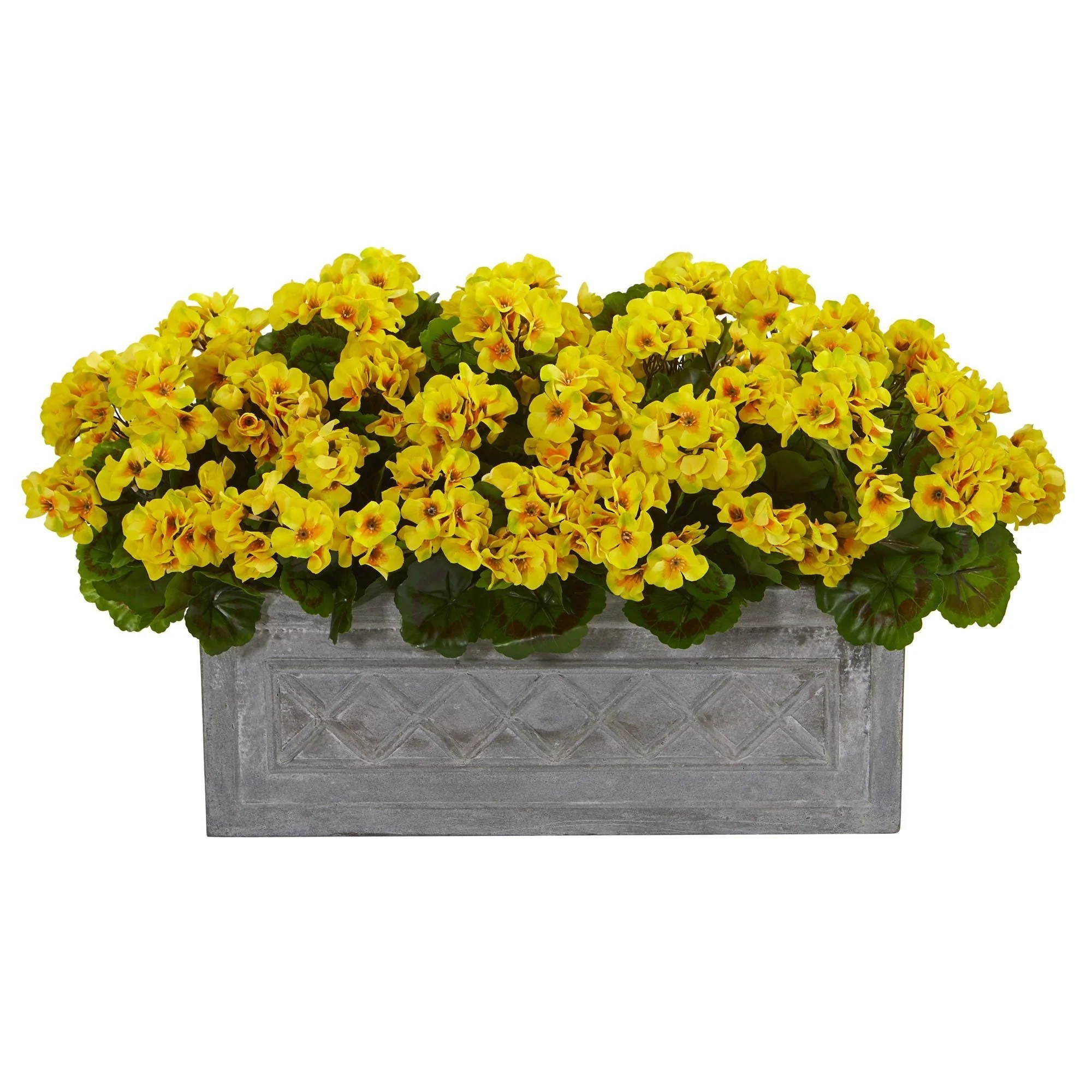 18” Geranium Artificial Plant in Stone Planter UV Resistant (Indoor/Outdoor) - Image 2