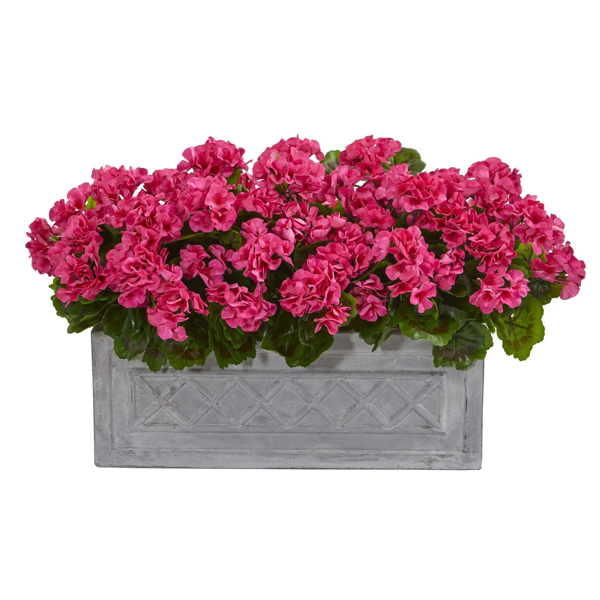 18” Geranium Artificial Plant in Stone Planter UV Resistant (Indoor/Outdoor) - Image 3