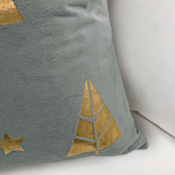 18" Gold Tree Motif Square Pillow - Image 4