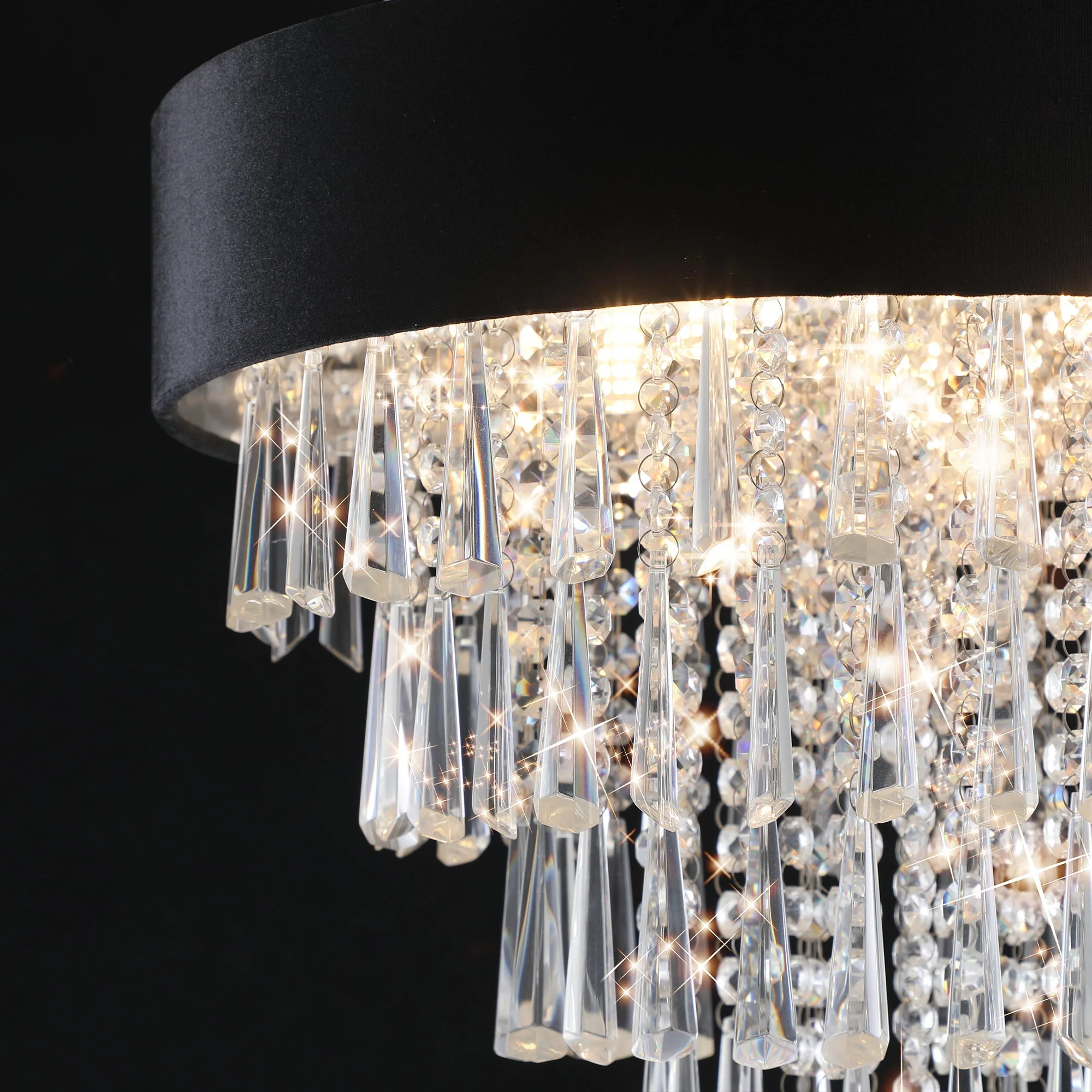 18-inch Modern Crystal Chandelier with Black Velvet Shade - Image 12