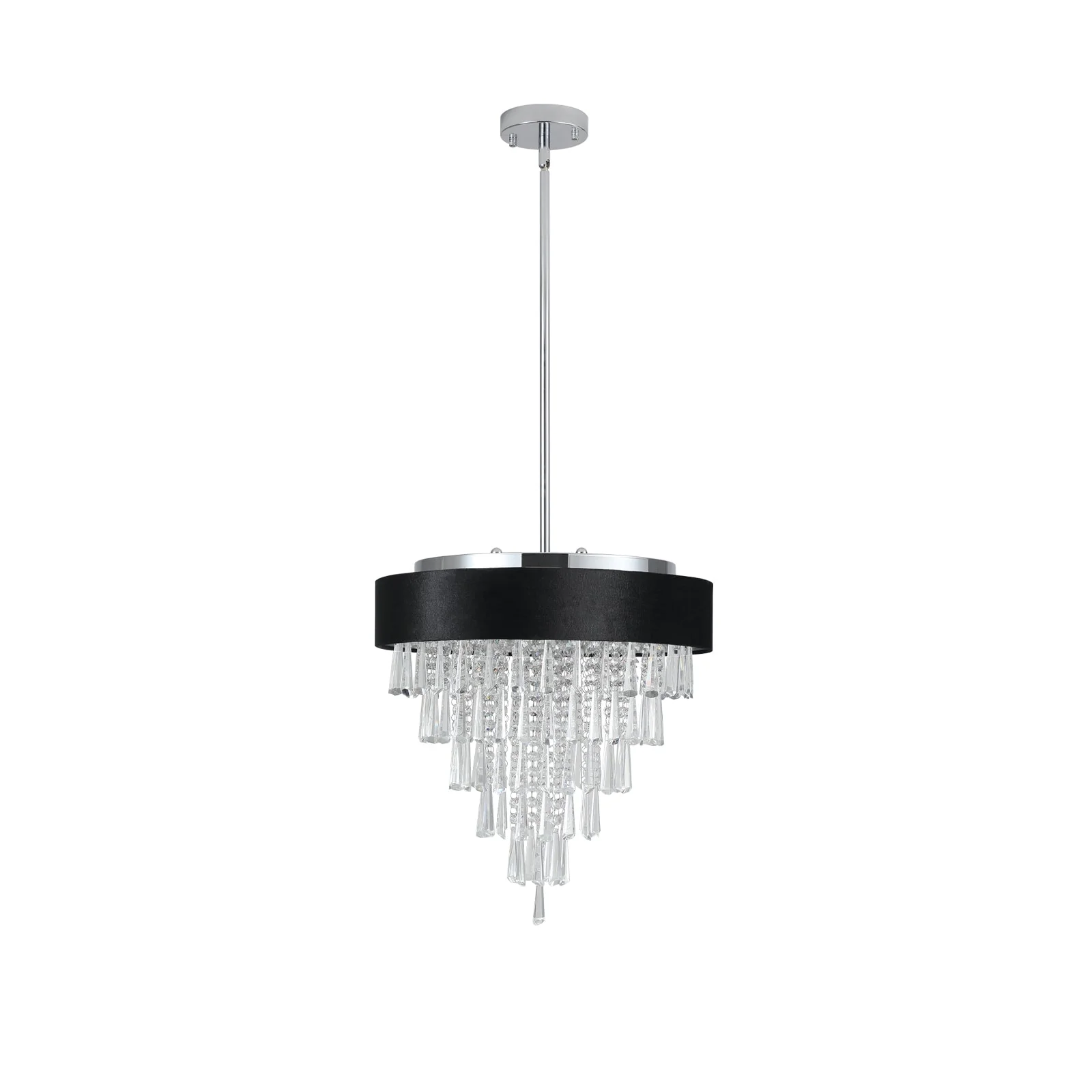 18-inch Modern Crystal Chandelier with Black Velvet Shade - Image 15