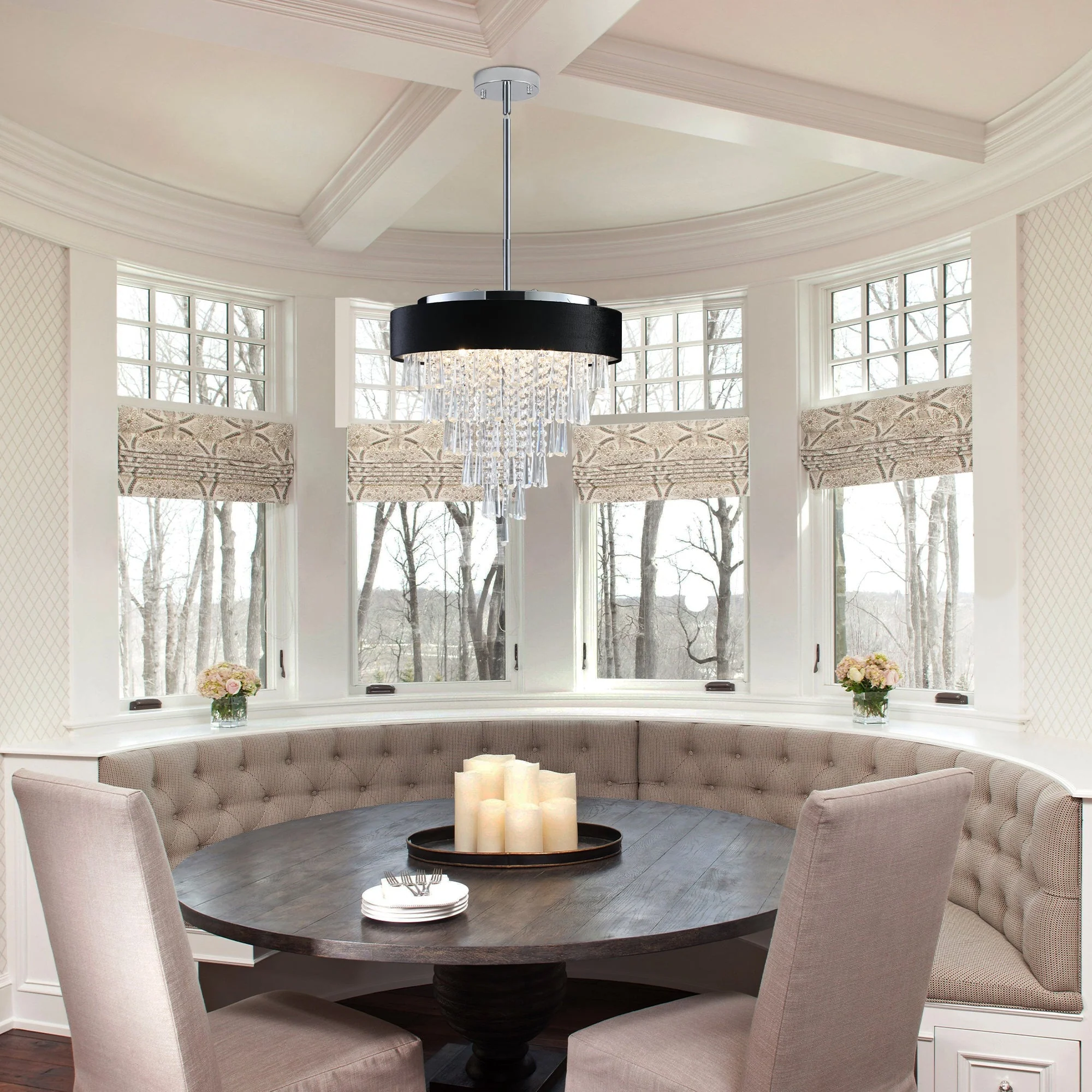 18-inch Modern Crystal Chandelier with Black Velvet Shade - Image 5