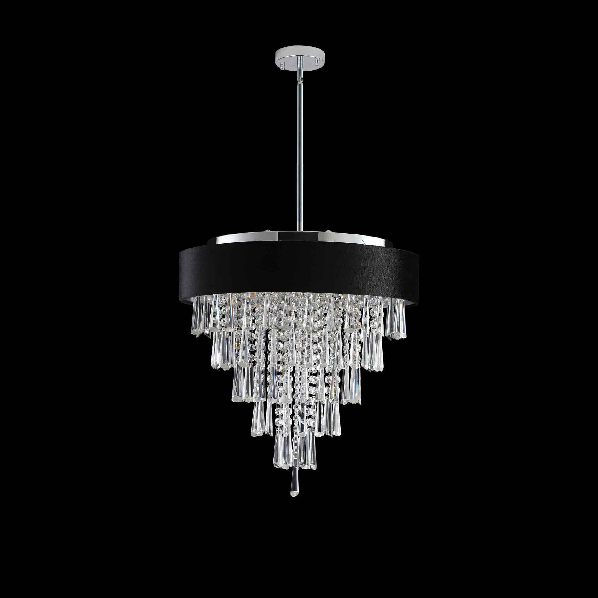 18-inch Modern Crystal Chandelier with Black Velvet Shade - Image 6