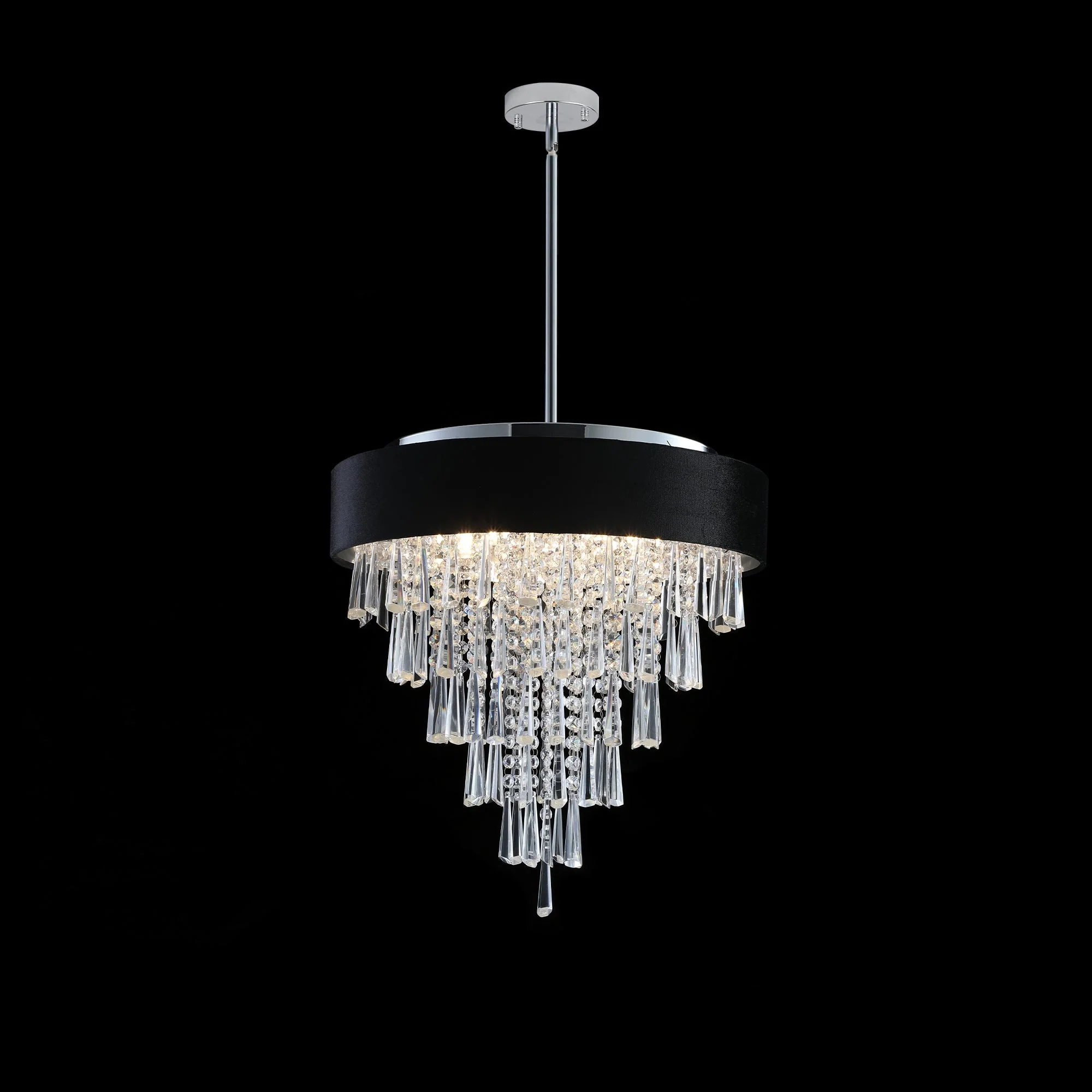 18-inch Modern Crystal Chandelier with Black Velvet Shade - Image 7