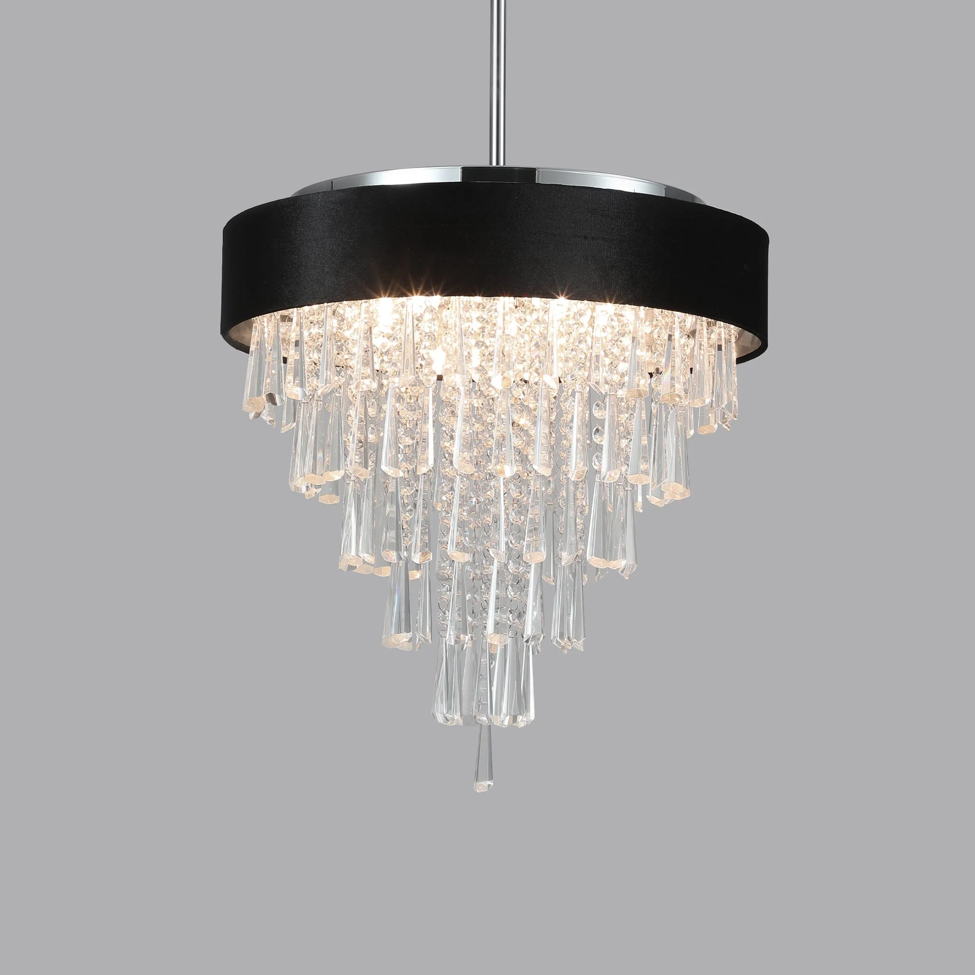 18-inch Modern Crystal Chandelier with Black Velvet Shade - Image 8