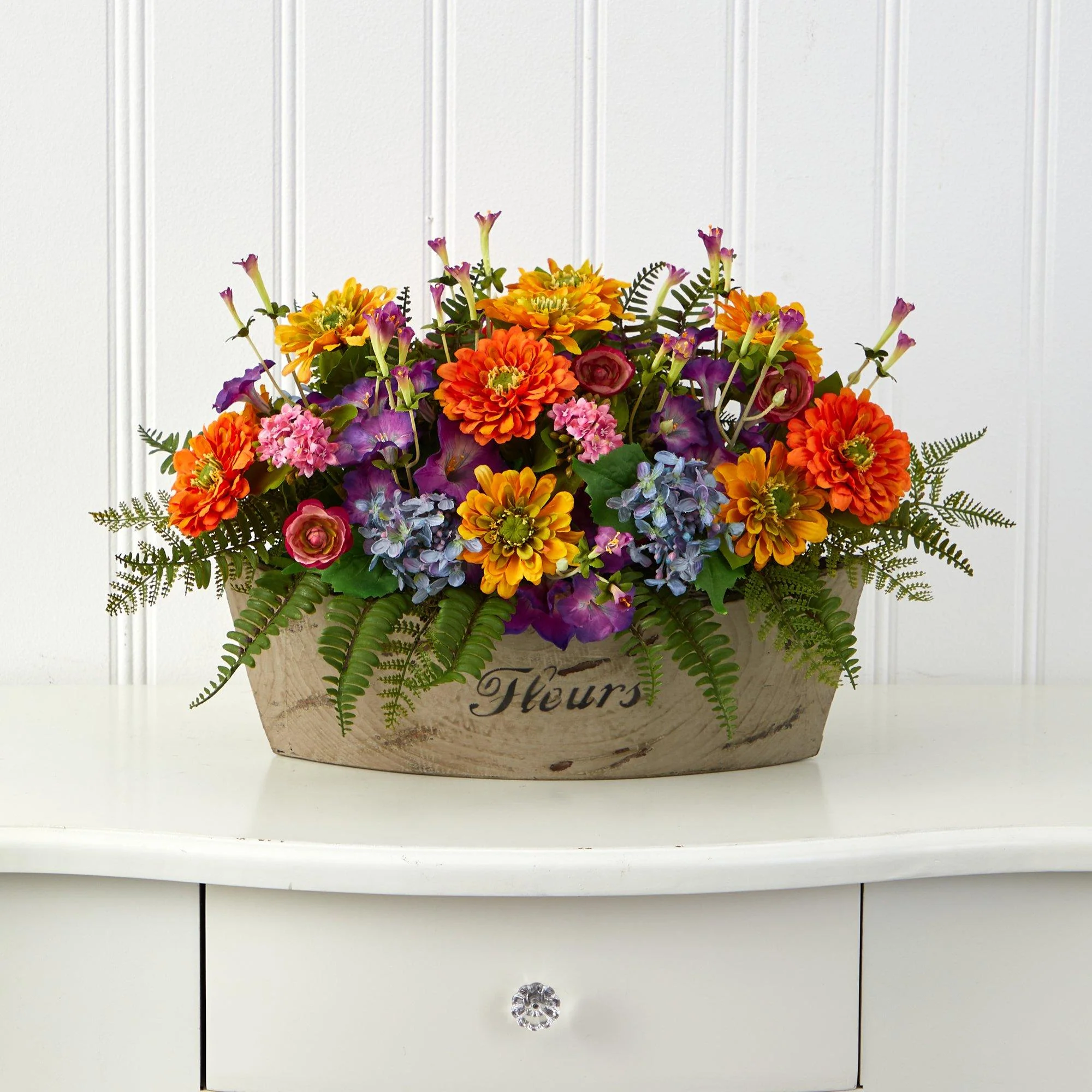 18” Mixed Flowers Artificial Arrangement in Decorative Vase - Image 2