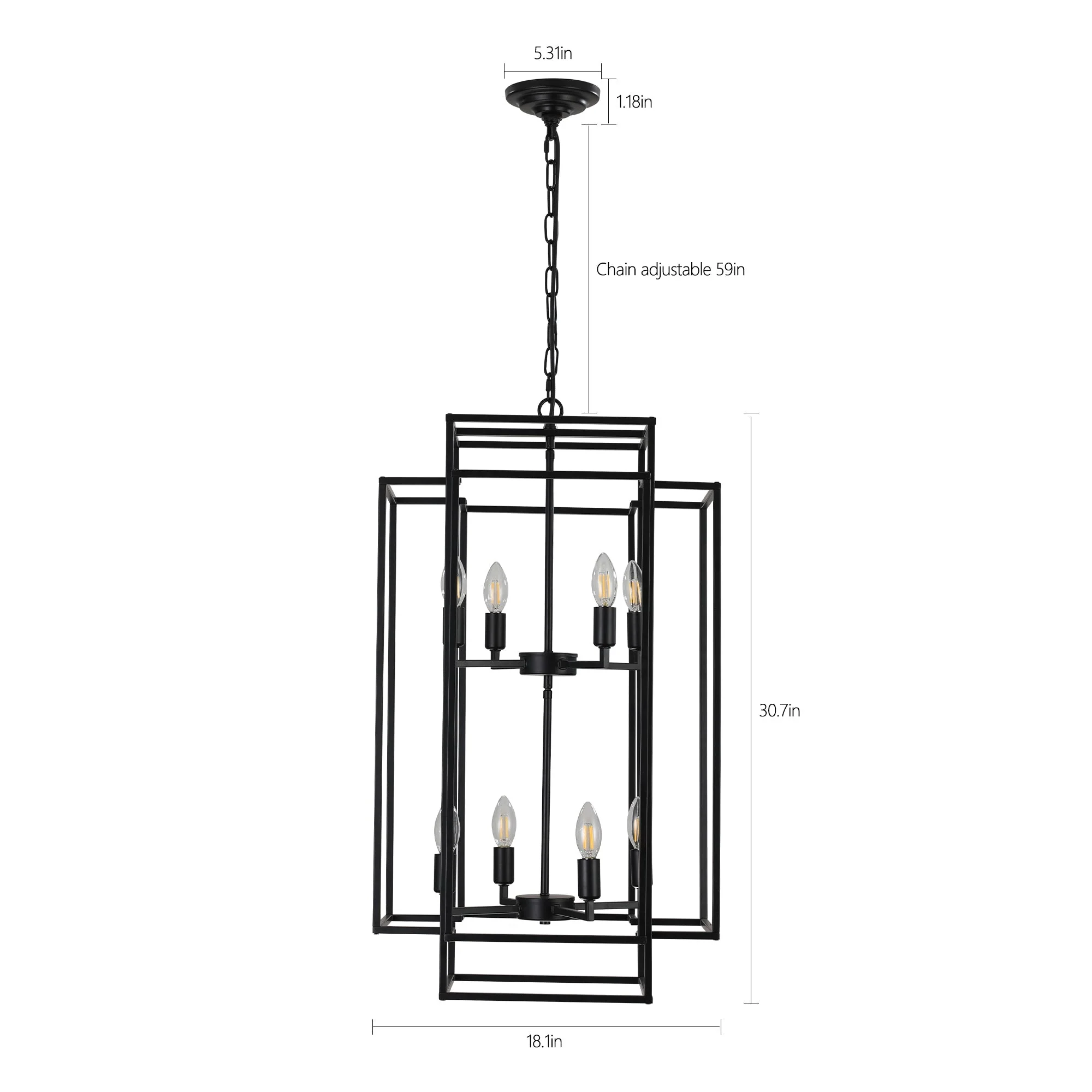 18' Modern 8-Light Black Geometric Pendant Chandelier - Image 11