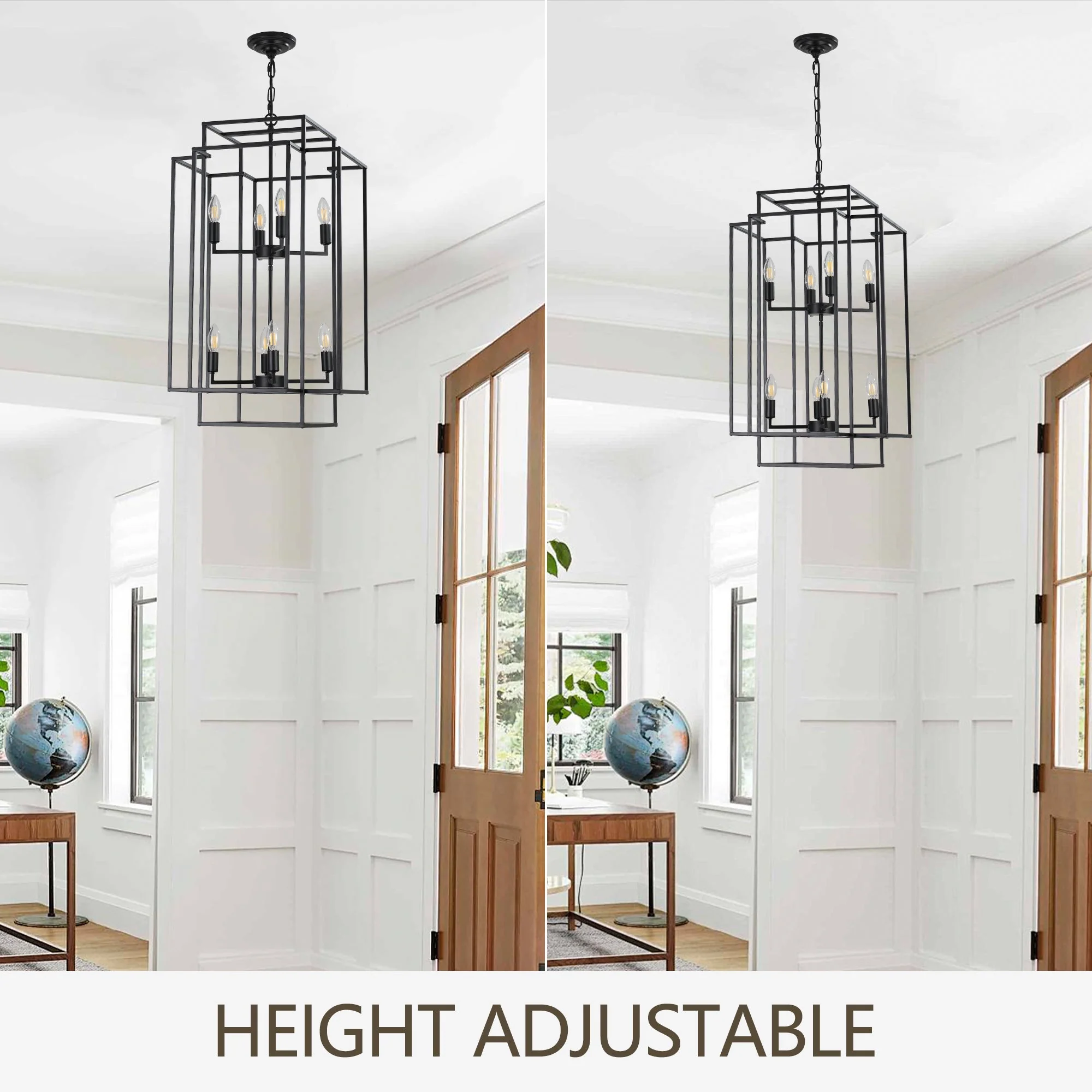 18' Modern 8-Light Black Geometric Pendant Chandelier - Image 7