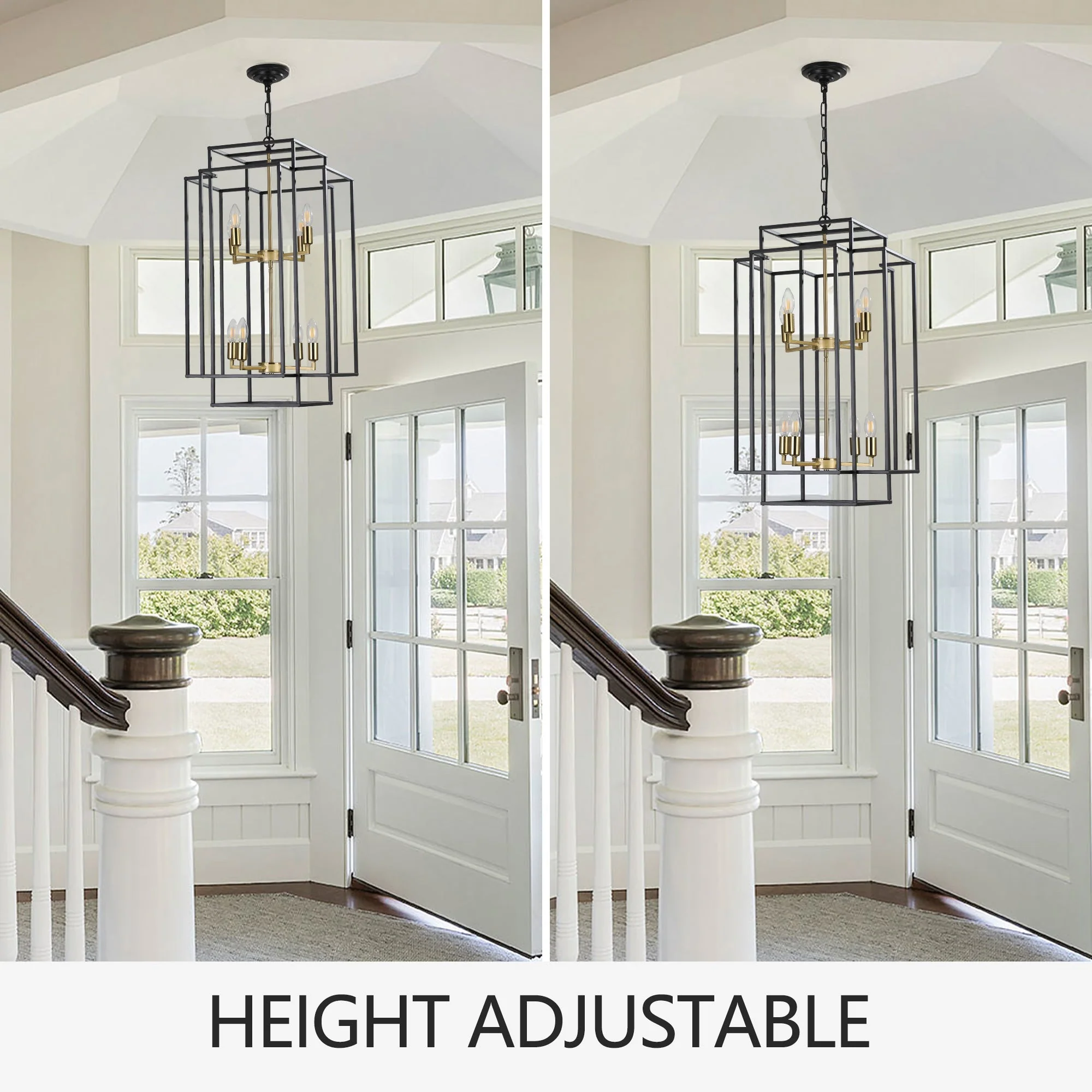 18' Modern 8-Light Black Gold Geometric Pendant Chandelier - Image 12