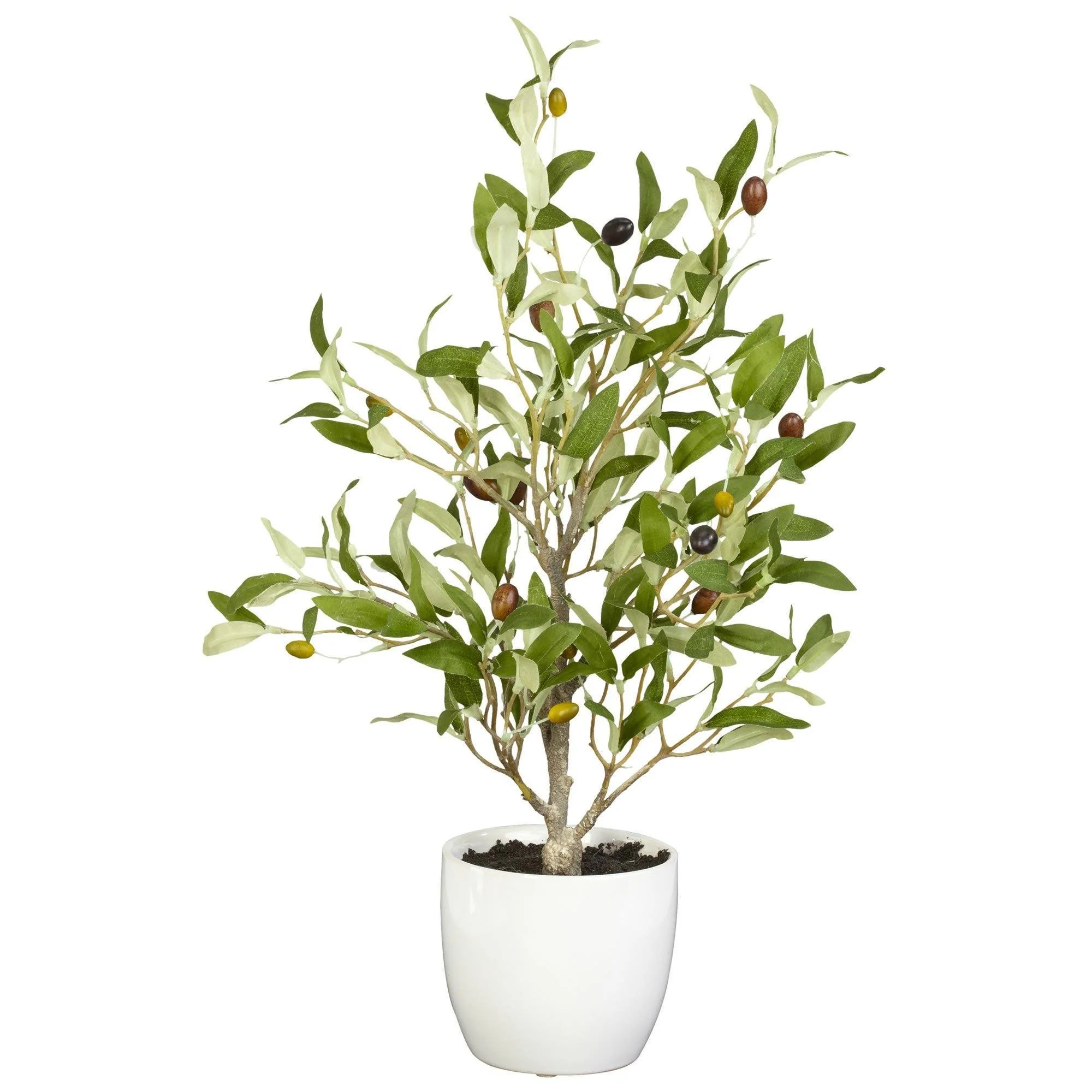 18" Olive Silk Tree w/Vase (Set of 2)" - Image 2