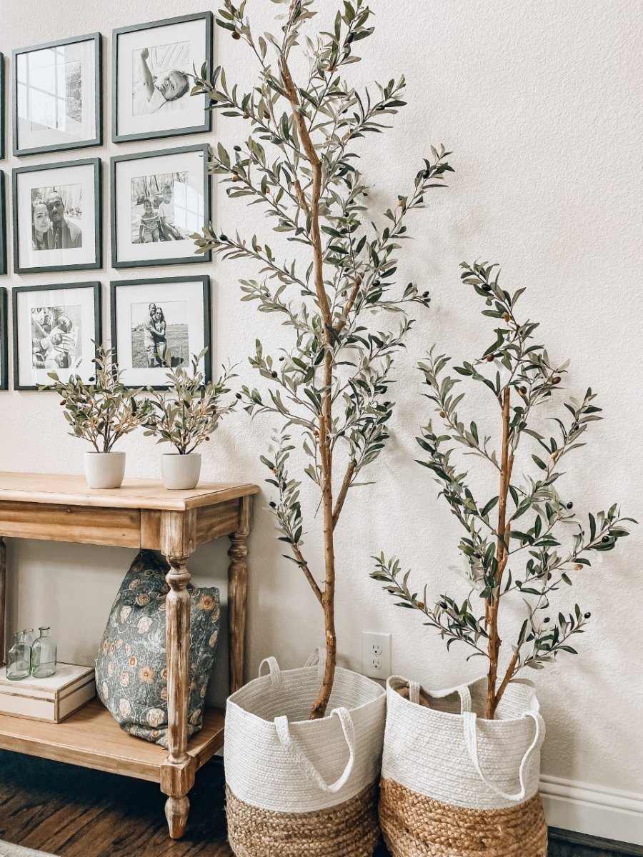 18" Olive Silk Tree w/Vase (Set of 2)" - Image 3