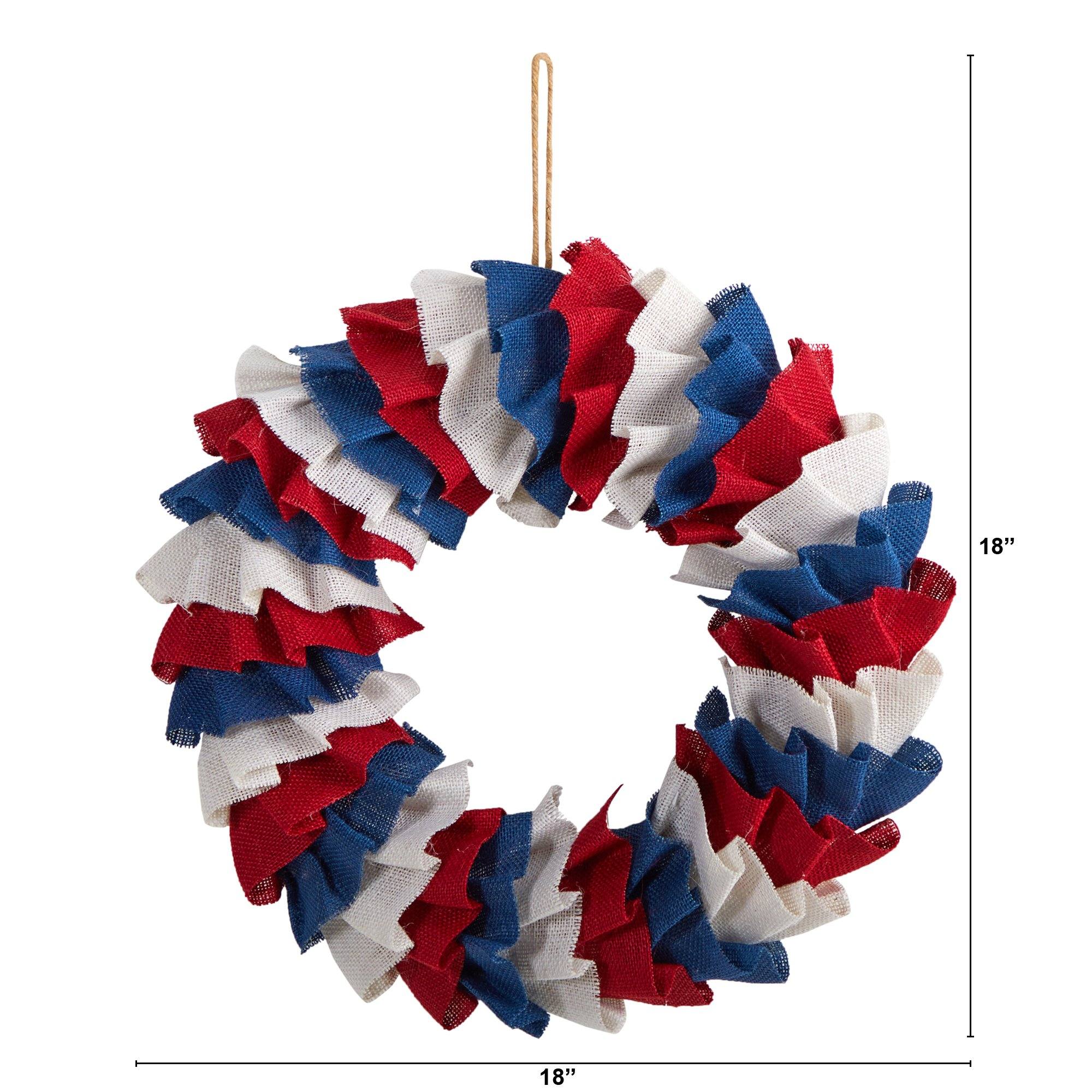 18” Red White and Blue “Americana” Burlap Wreath - Image 3