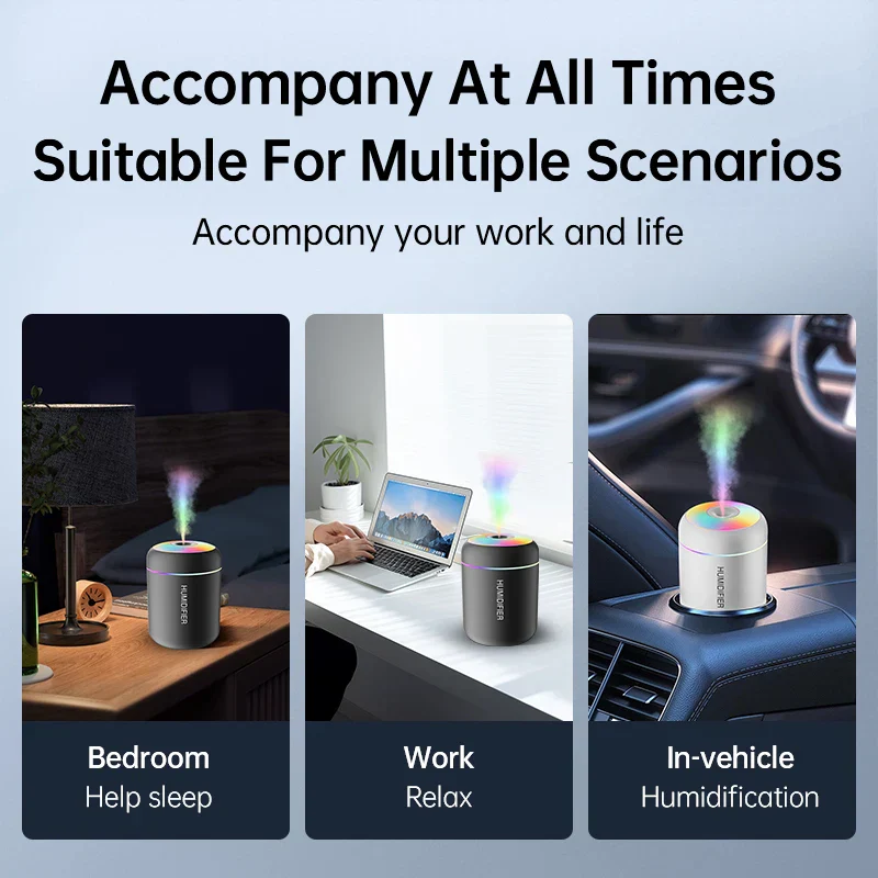 180ml Mini Air Humidifier USB Aroma Diffuser Essential Oil Cool Mist Maker Light - Image 5
