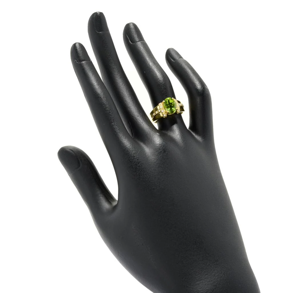 18K Gold Plated 1.94ctw Arizona Peridot & White Zircon Ring - Image 2